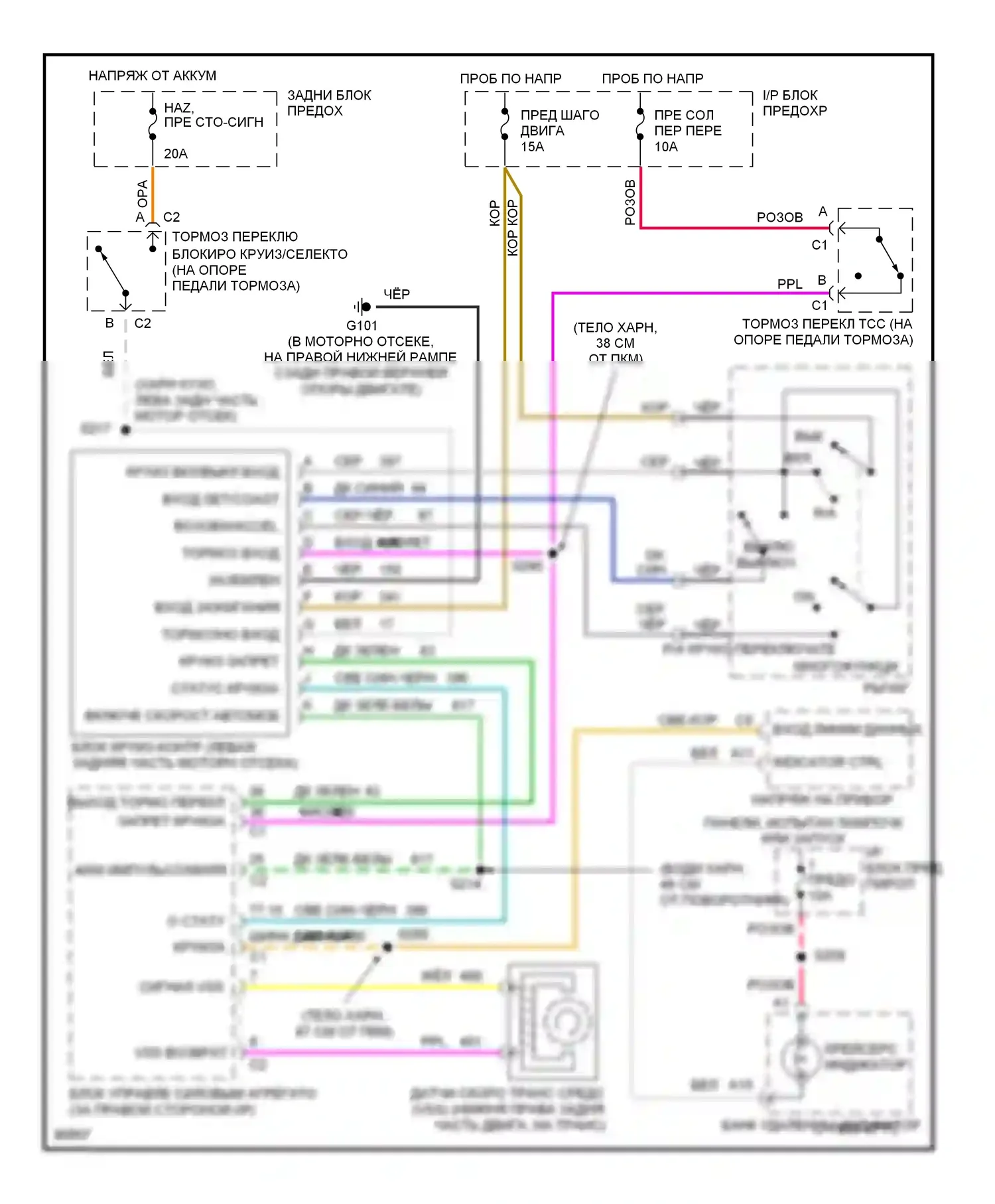 Aurora Oldsmobile I (1994-1999): Электросхема круиз-контроля 