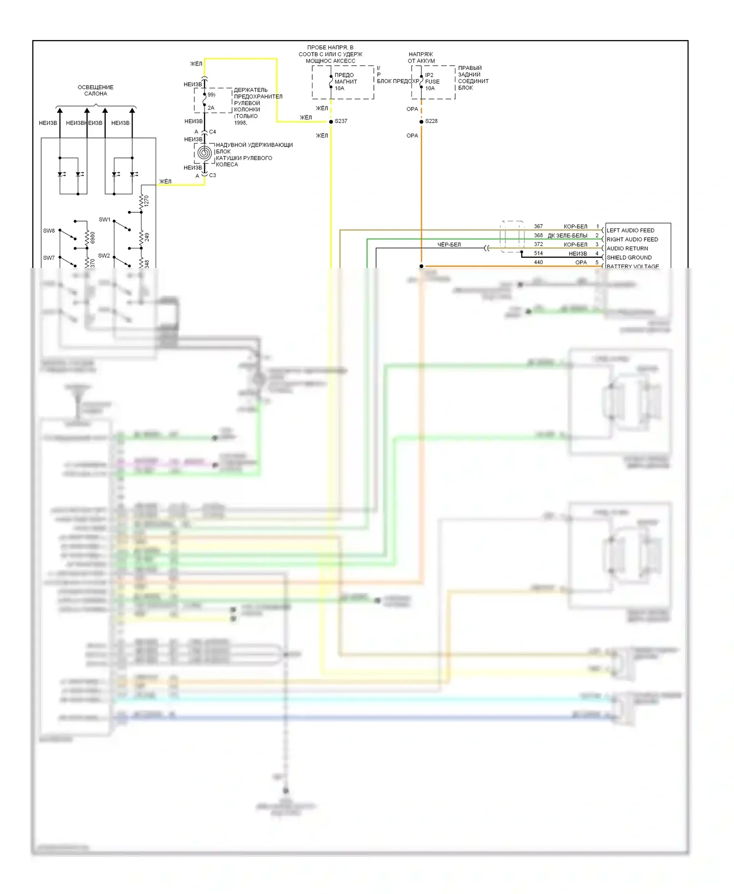 Aurora Oldsmobile I (1994-1999): Магнитола- электросхемы, без bose 