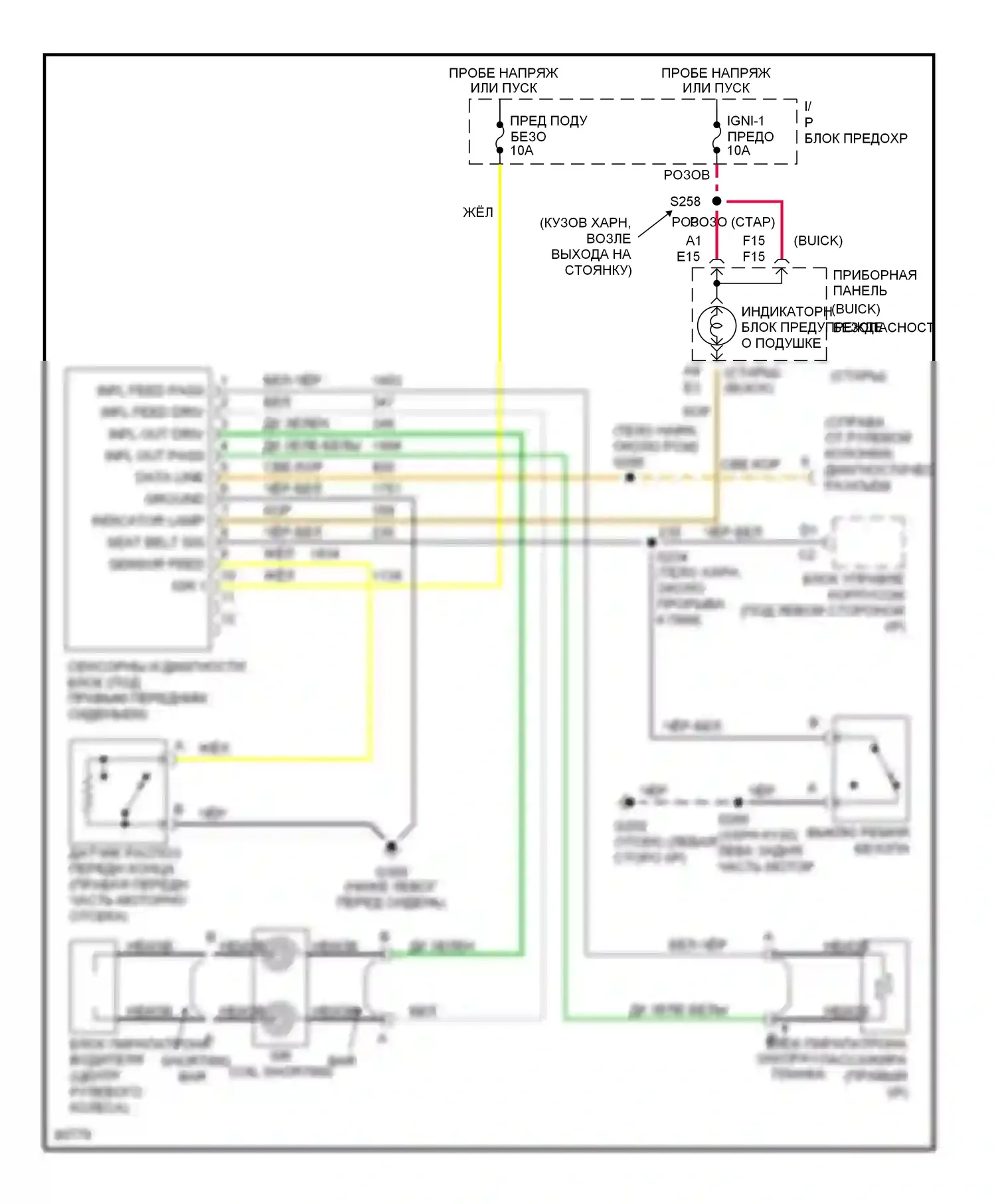 Aurora Oldsmobile I (1994-1999): Электросхема подушек безопасности 