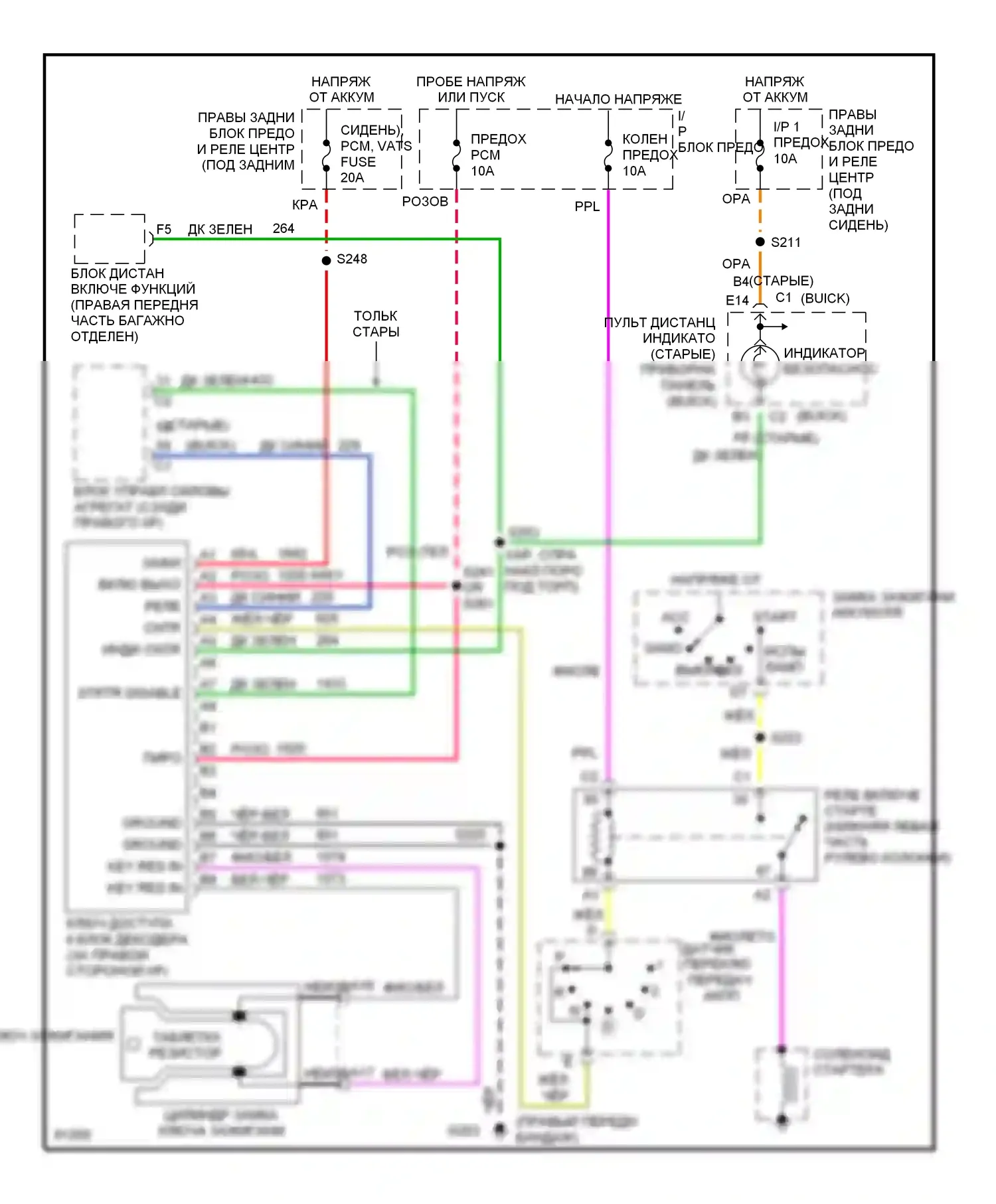 Aurora Oldsmobile I (1994-1999): Электросхема пассажирского ключа 