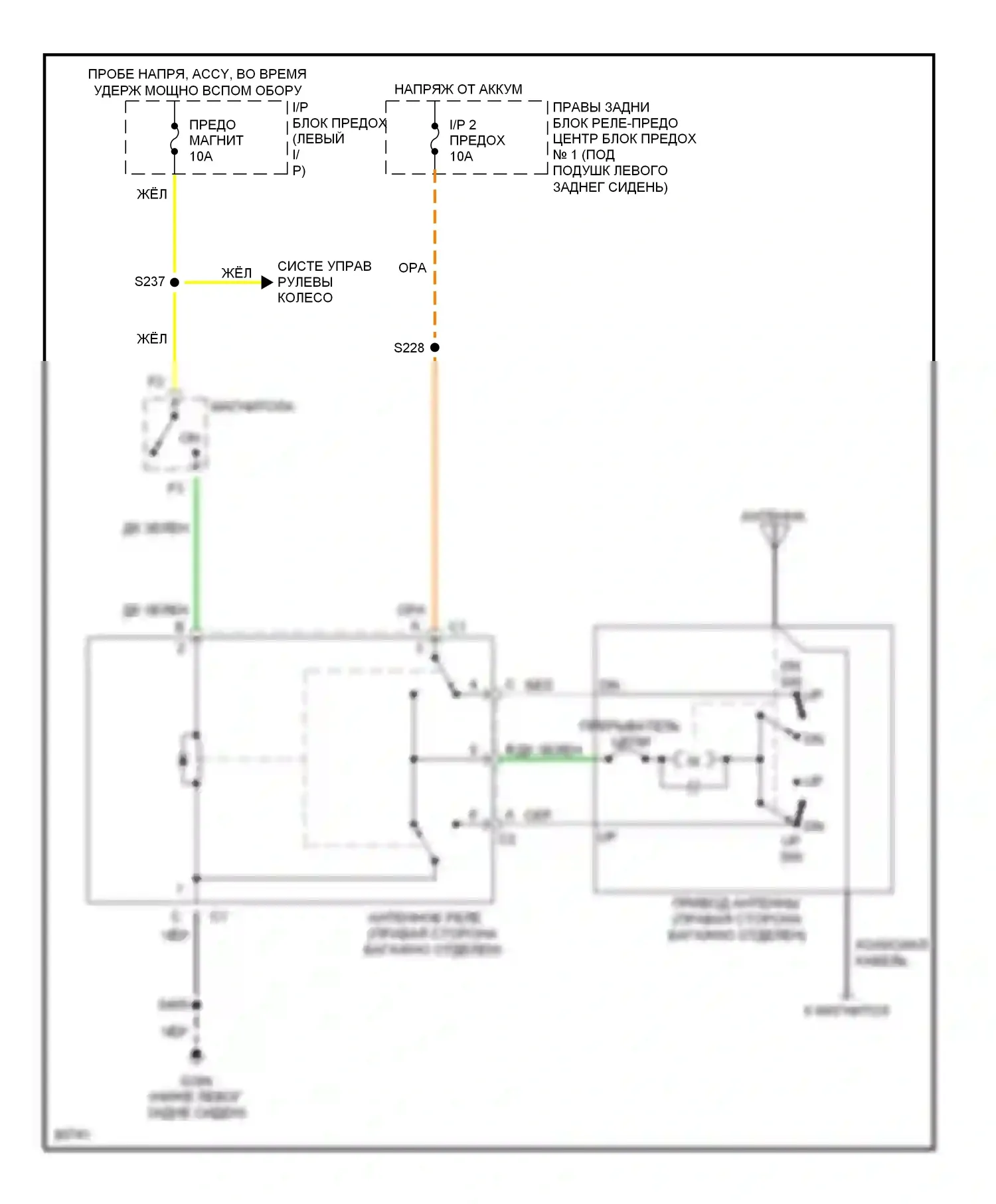 Aurora Oldsmobile I (1994-1999): Электросхема силовой антенны 