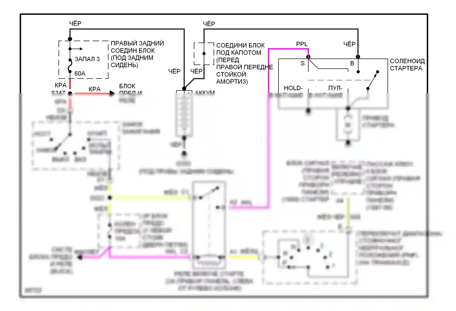 Aurora Oldsmobile I (1994-1999): Электросхема стартера 