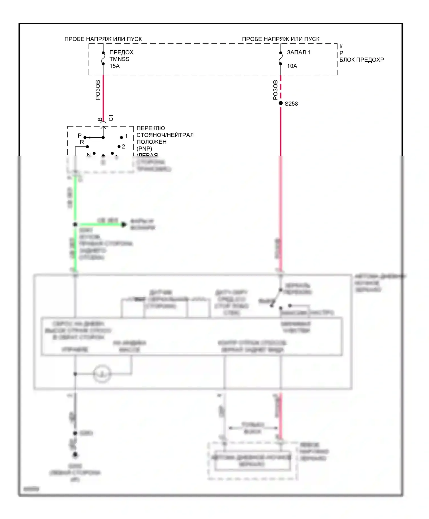 Aurora Oldsmobile I (1994-1999): Электросхема электрохромного зеркала 