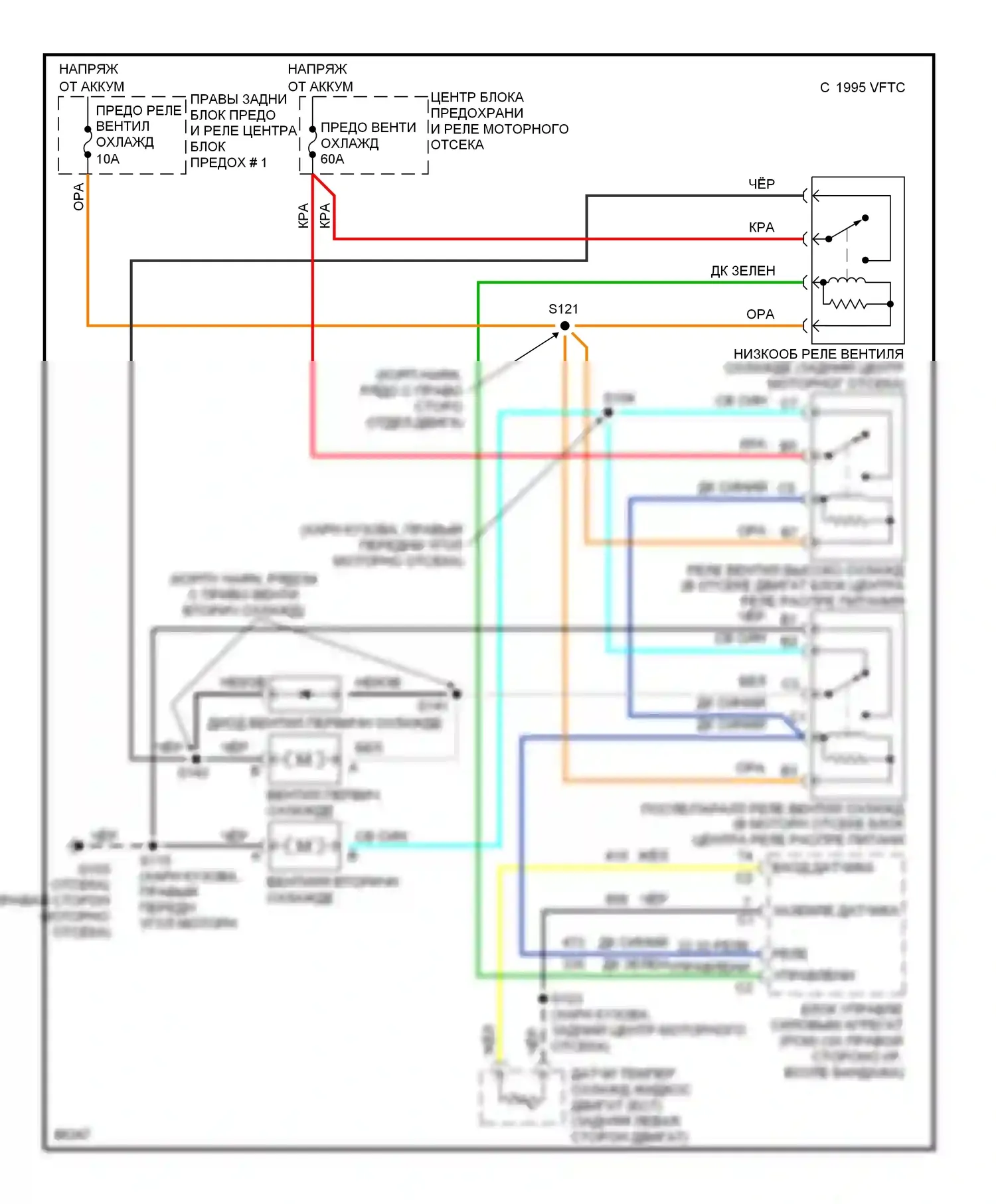 Aurora Oldsmobile I (1994-1999): Электросхема вентилятора охлаждения 