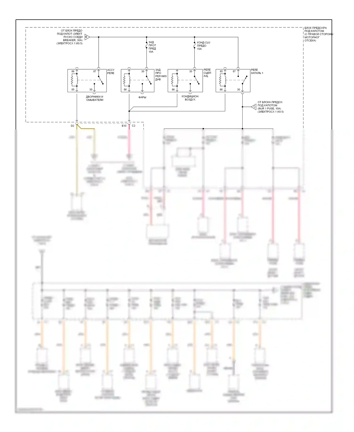 Aurora Oldsmobile II (1999-2003): Электросхема блока предохранителей реле (2 из 5) 