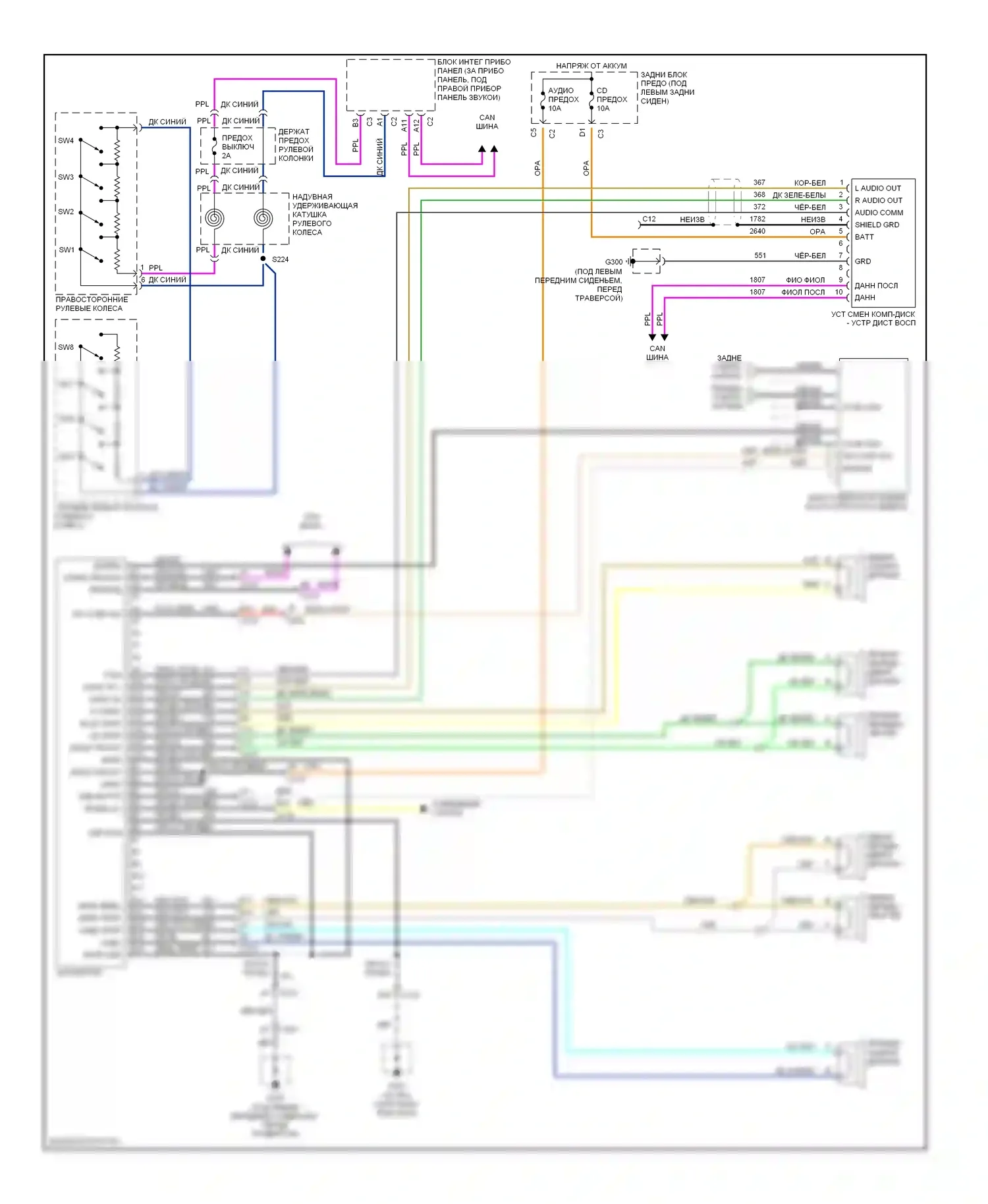 Aurora Oldsmobile II (1999-2003): Электросхемы радиосвязи, без усилителя 