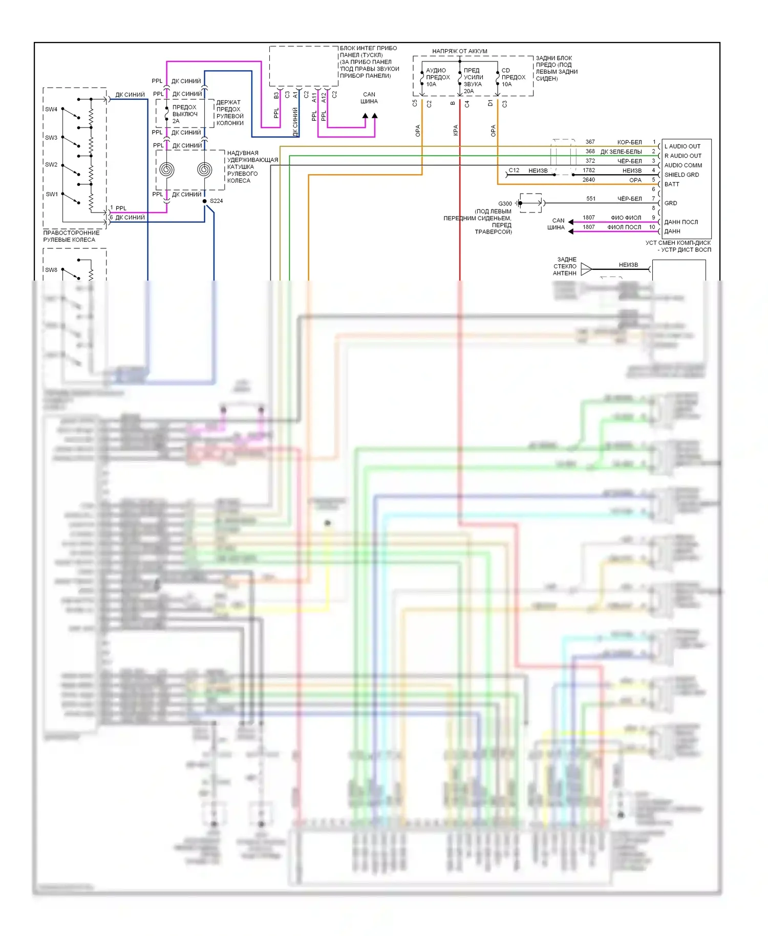Aurora Oldsmobile II (1999-2003): Электросхемы радиосвязи с усилителем 