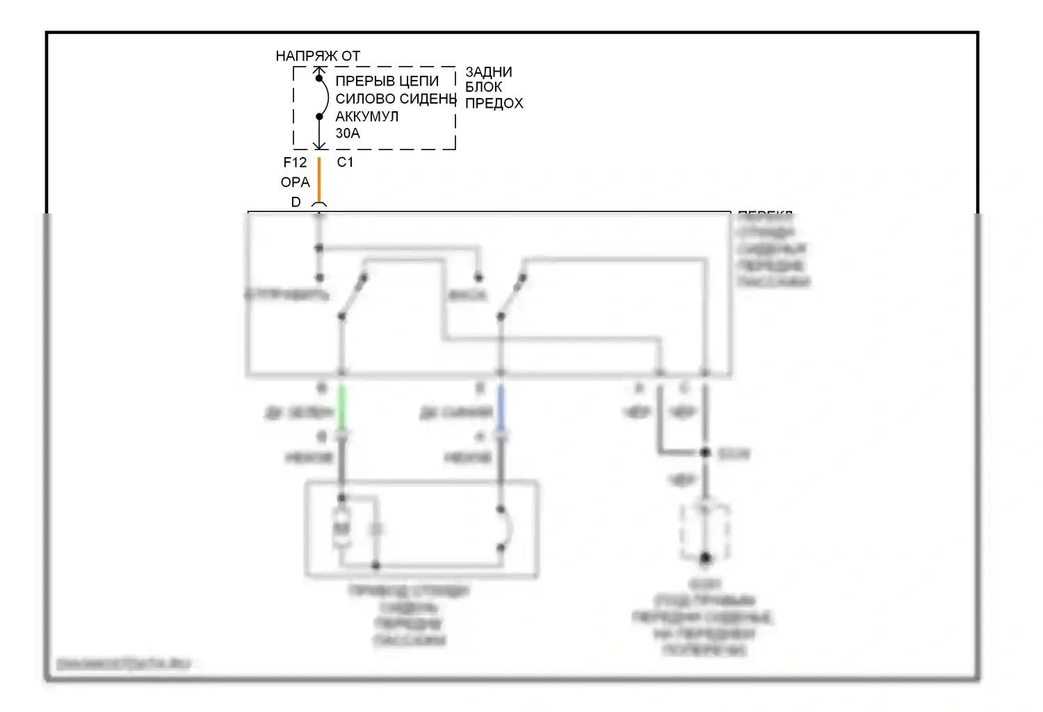 Aurora Oldsmobile II (1999-2003): Электросхема реклайнера 