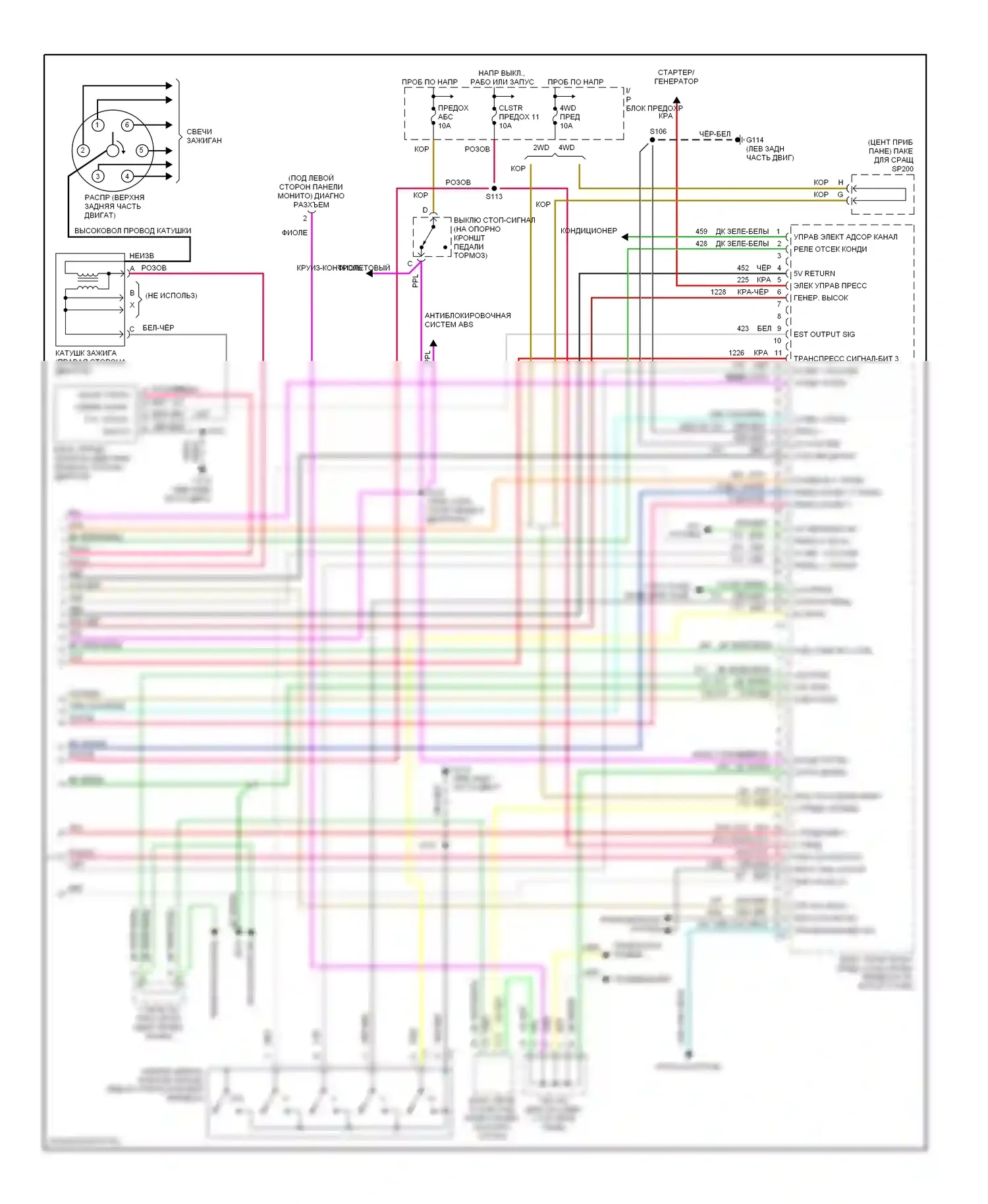 Bravada Oldsmobile II (1995-2001): Электросхема двигателя 4.3l vin ws (4 из 4) 