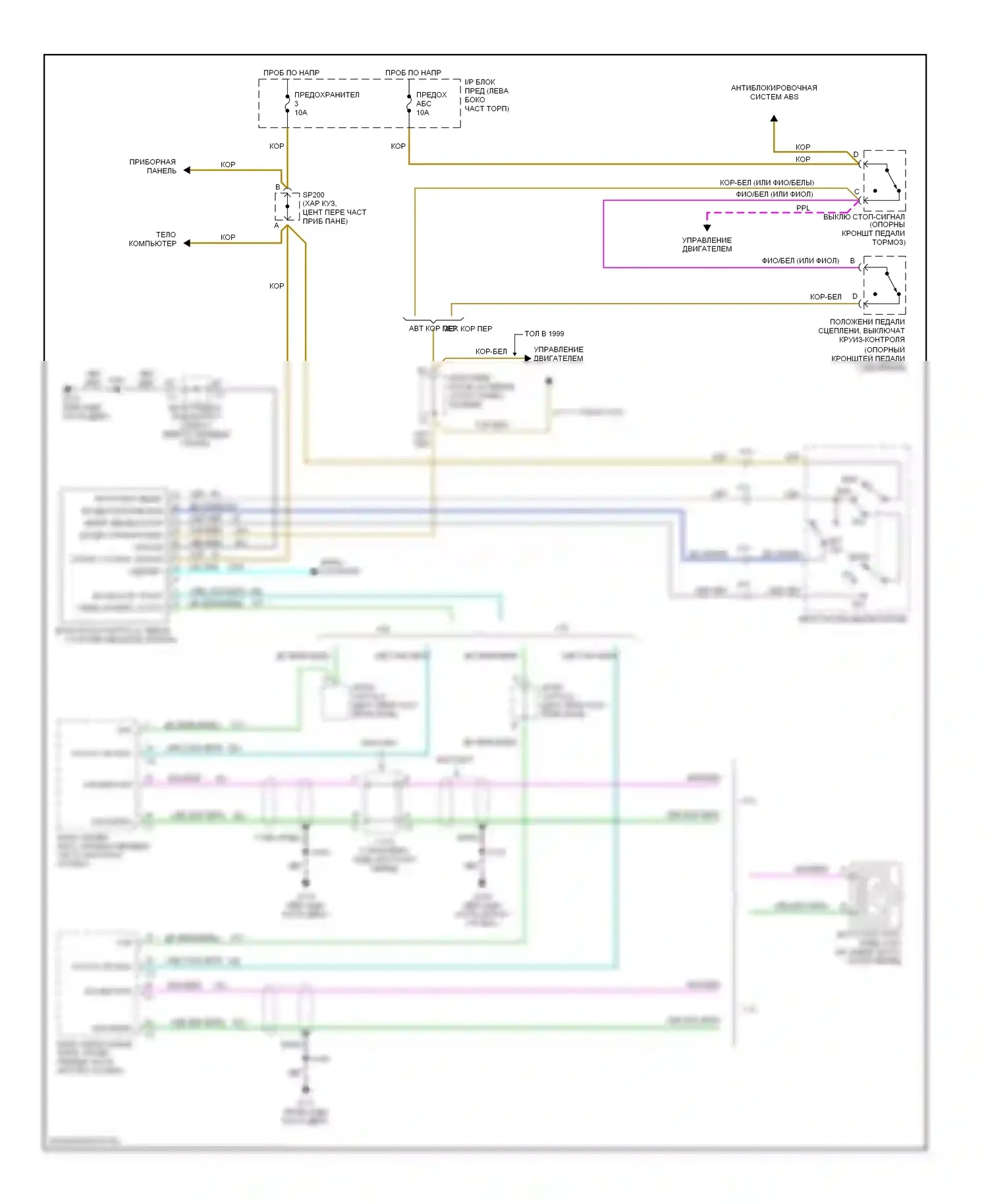 Bravada Oldsmobile II (1995-2001): Электросхема круиз-контроля 