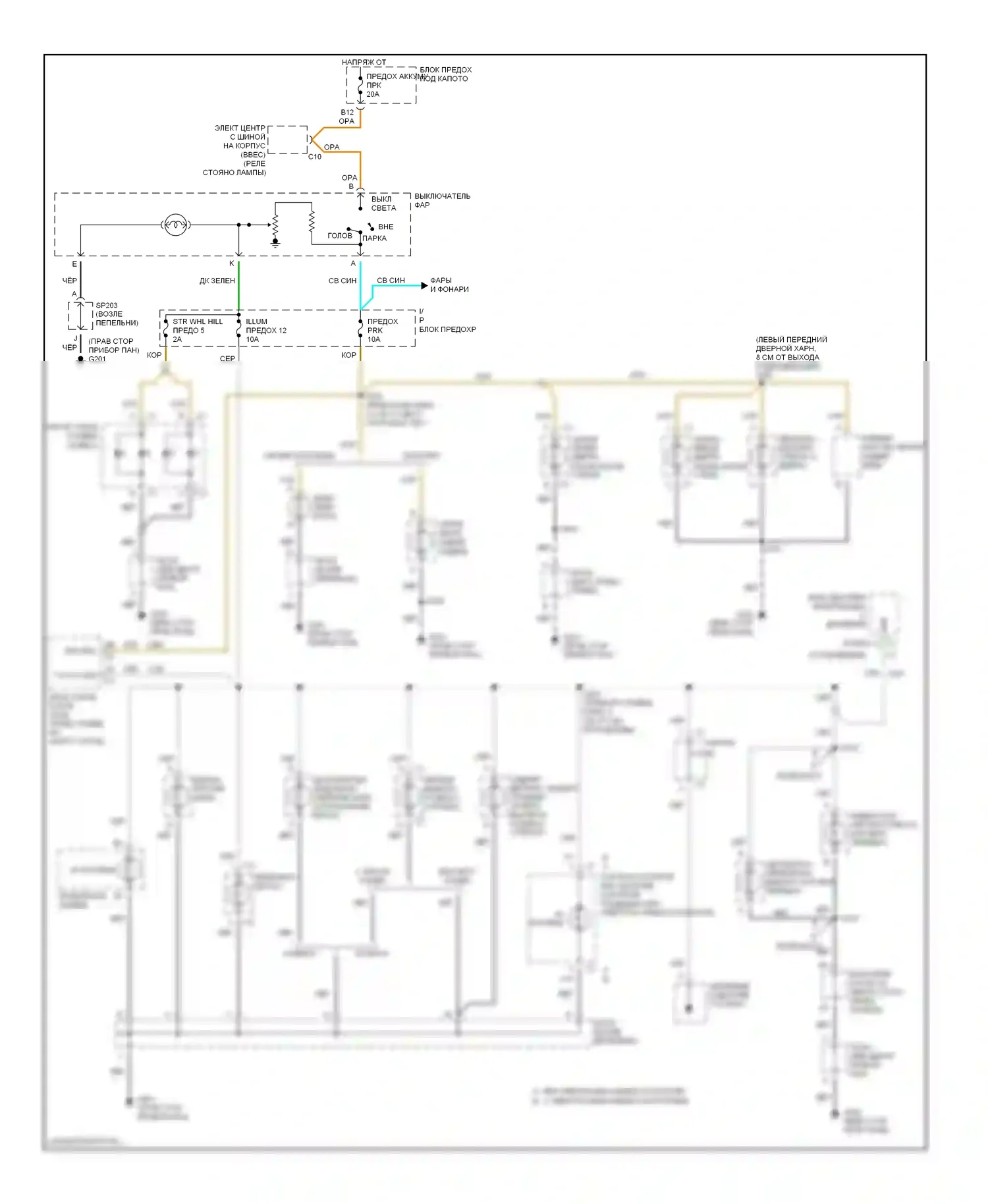 Bravada Oldsmobile II (1995-2001): Электросхема подсветки приборной панели 