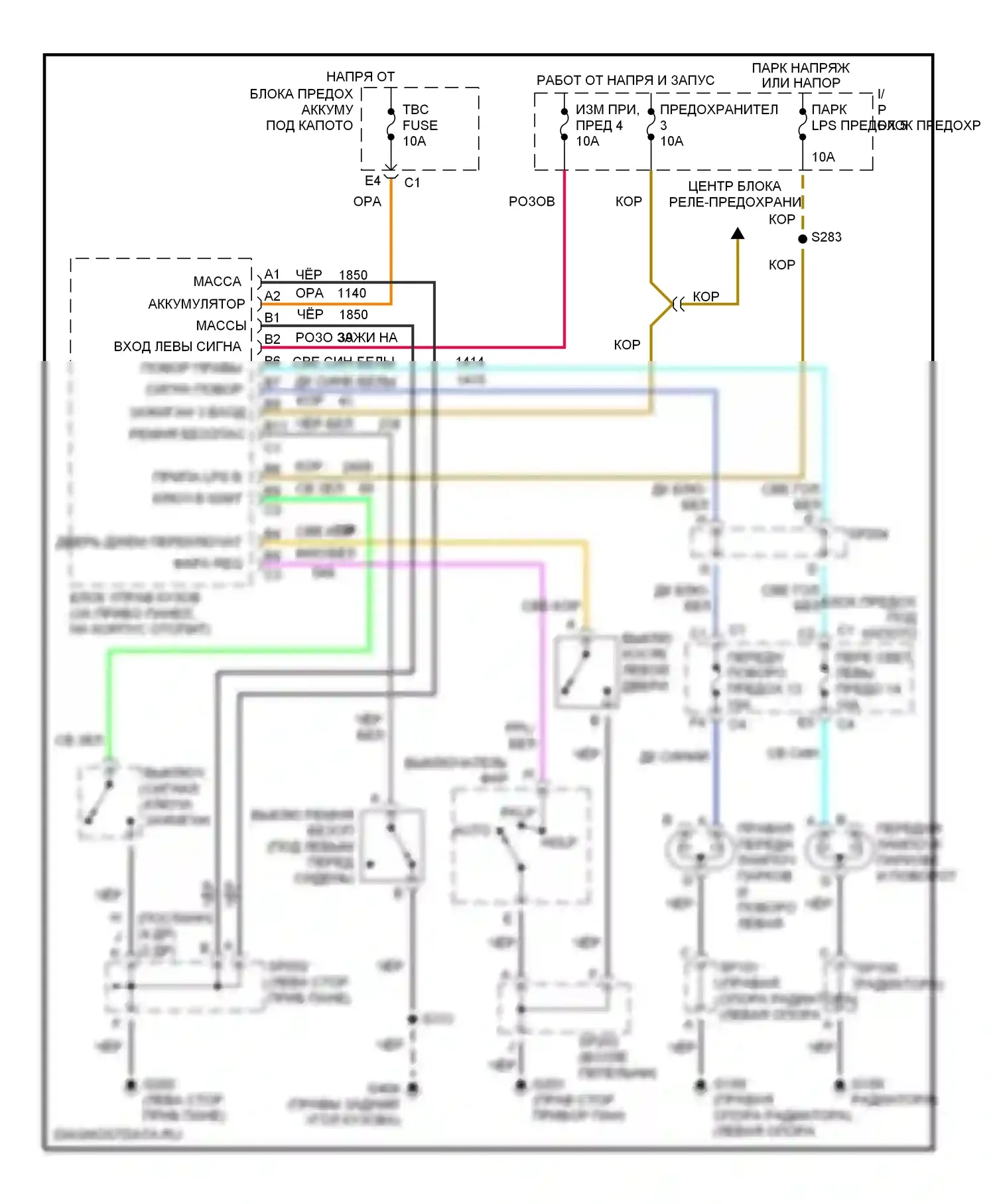 Bravada Oldsmobile II (1995-2001): Электросхемы системы оповещения 
