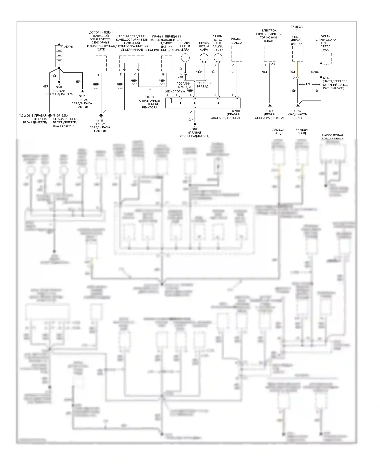 Bravada Oldsmobile II (1995-2001): Электросхема точек подключения масс (1 из 3) 