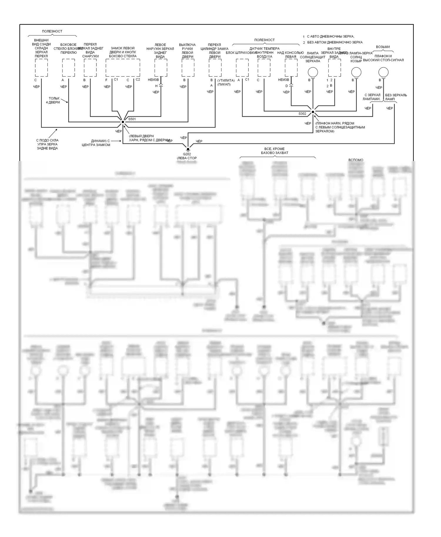 Bravada Oldsmobile II (1995-2001): Электросхема точек подключения масс (3 из 3) 