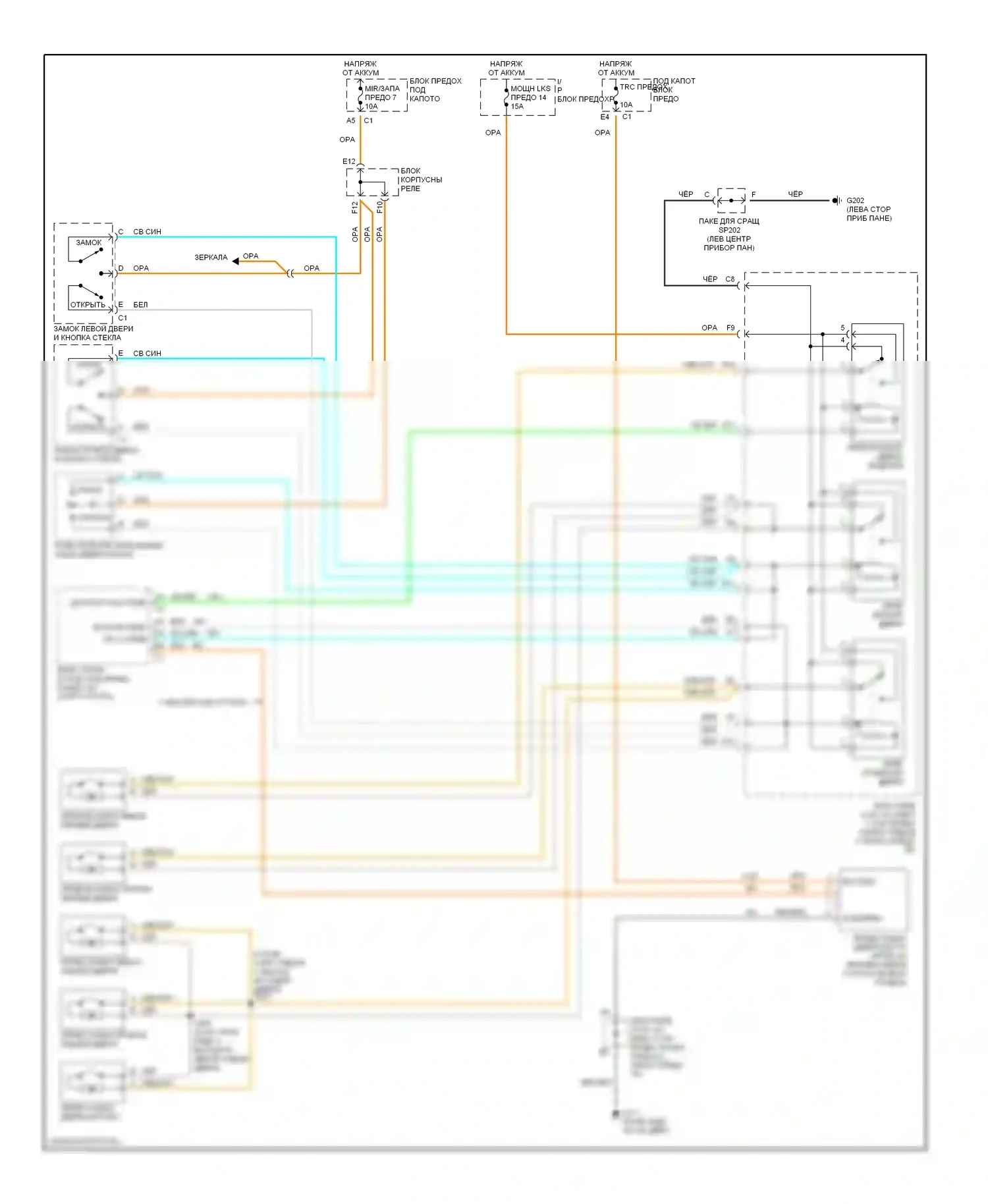 Bravada Oldsmobile II (1995-2001): Электросхема замка силовой двери 