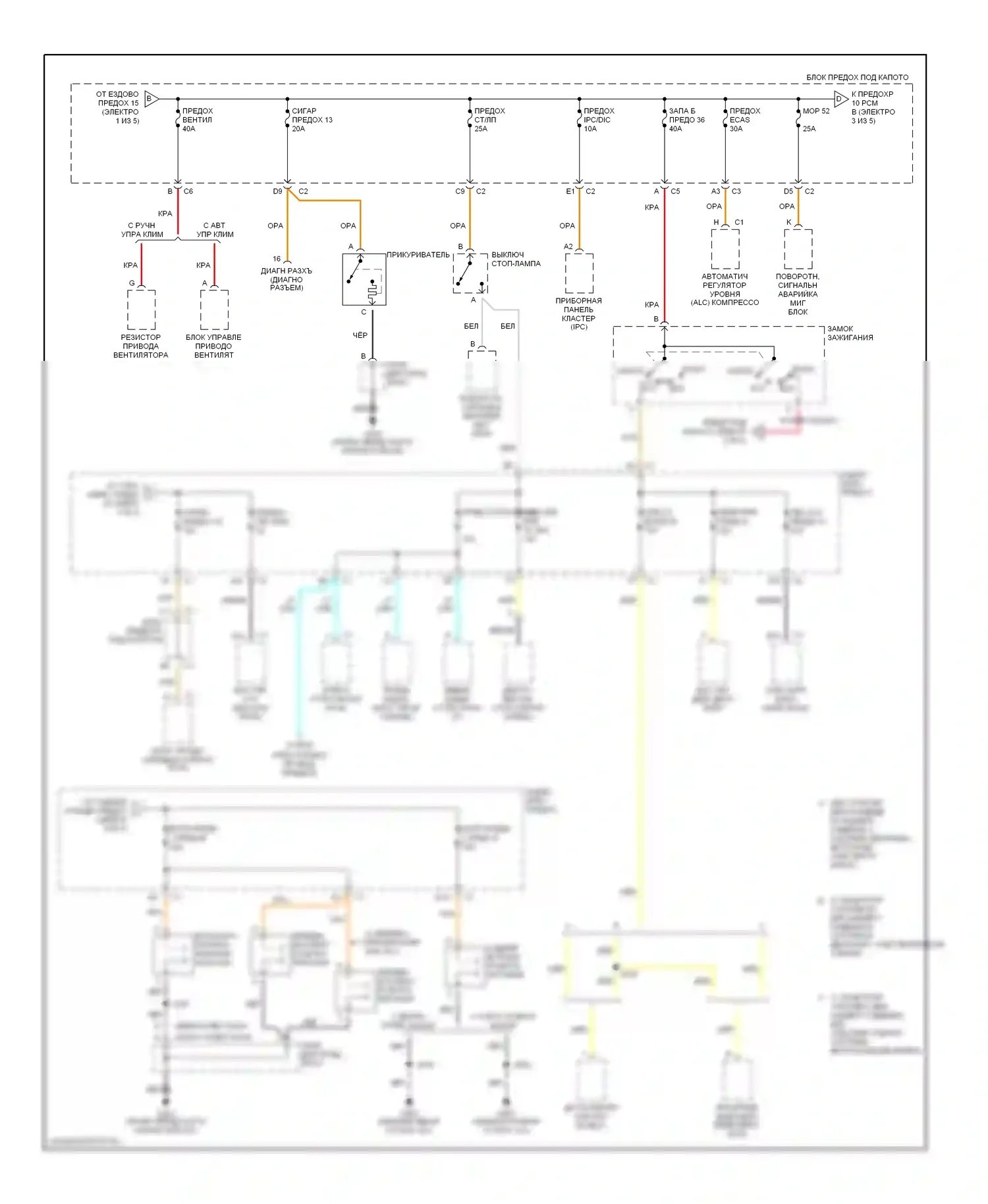 Bravada Oldsmobile III (2001-2004): Электросхема блока предохранителей реле (2 из 5) 