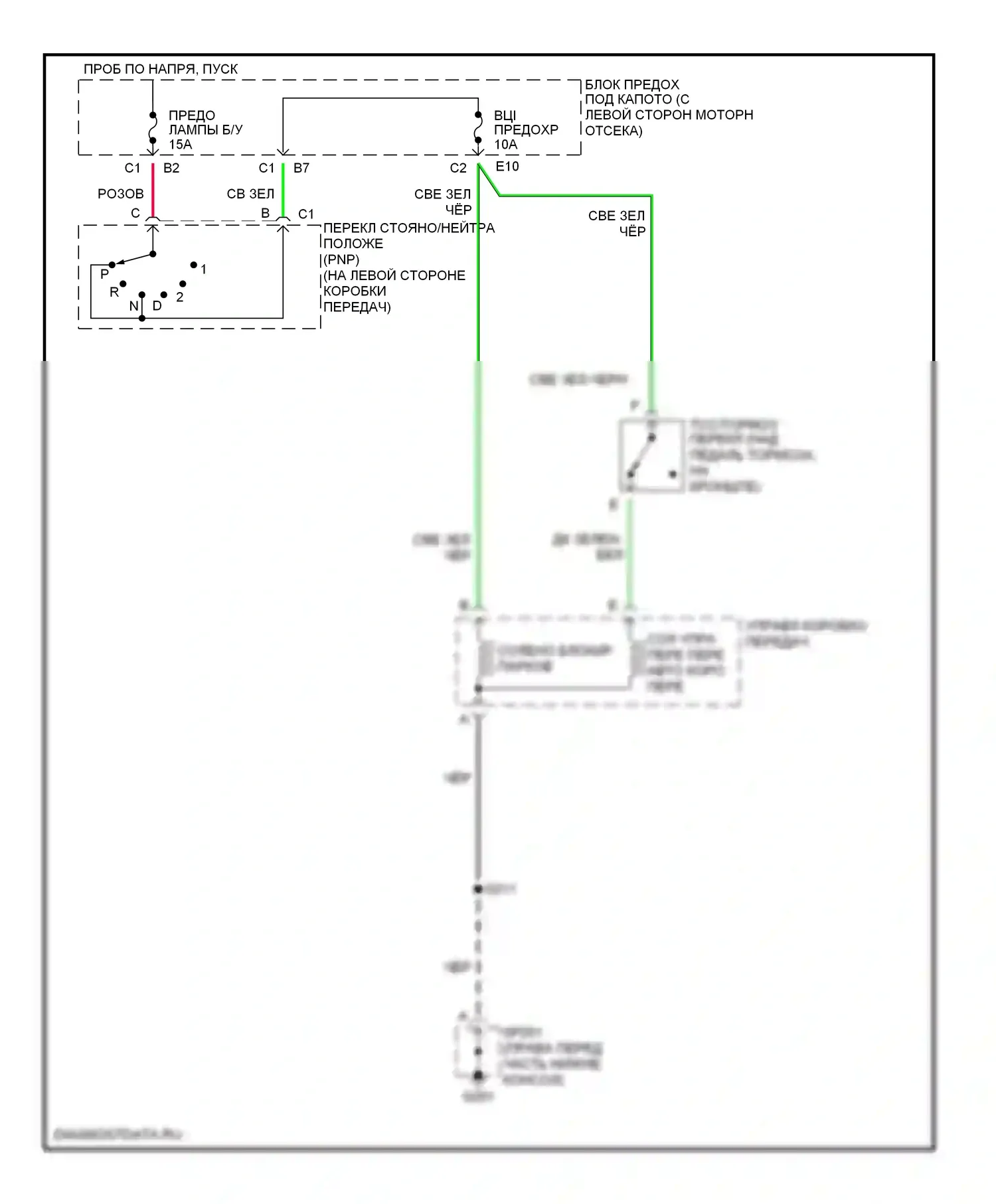 Bravada Oldsmobile III (2001-2004): Электросхема блокировки селектора 