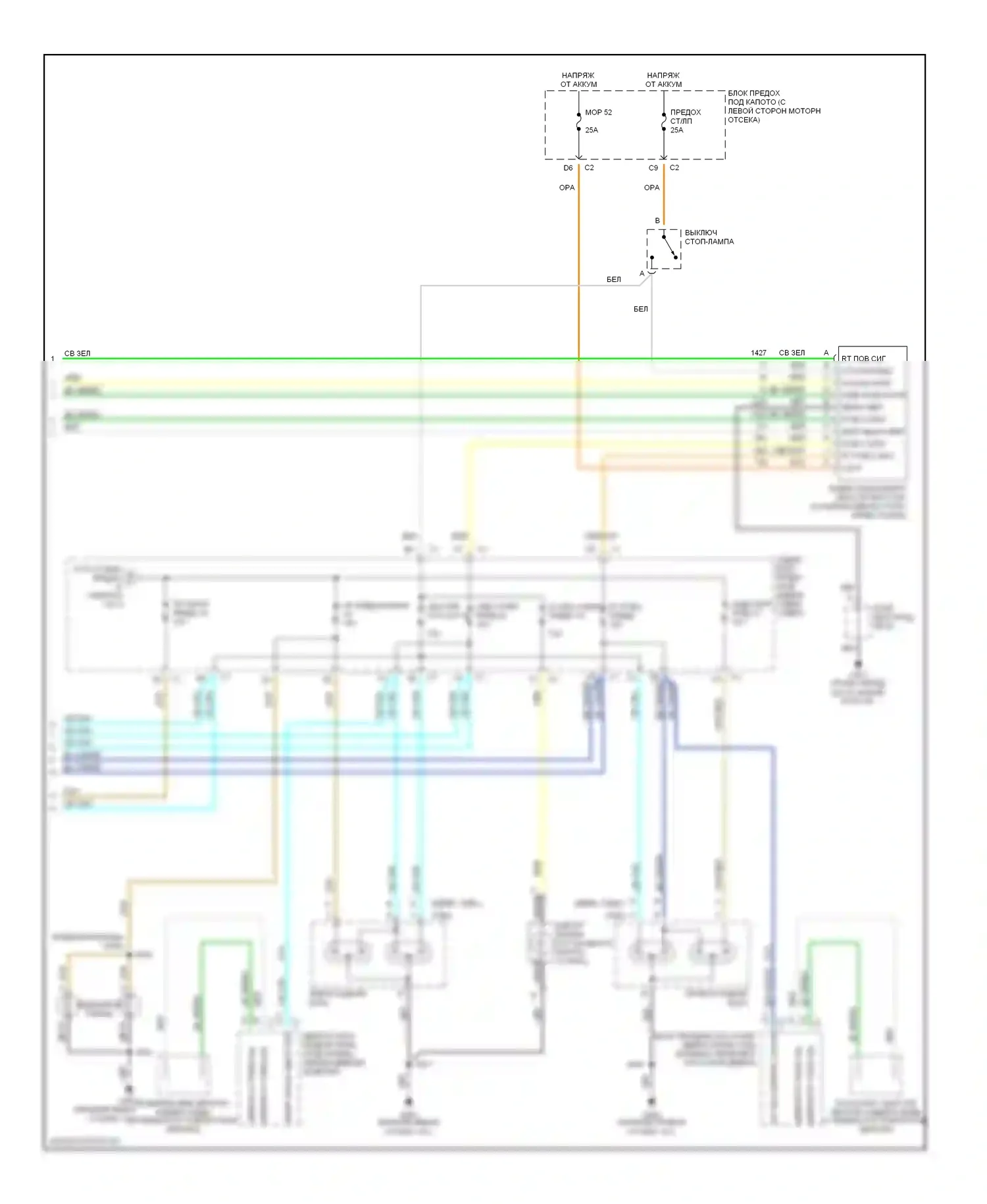 Bravada Oldsmobile III (2001-2004): Электросхема фар и фонарей (2 из 2) 