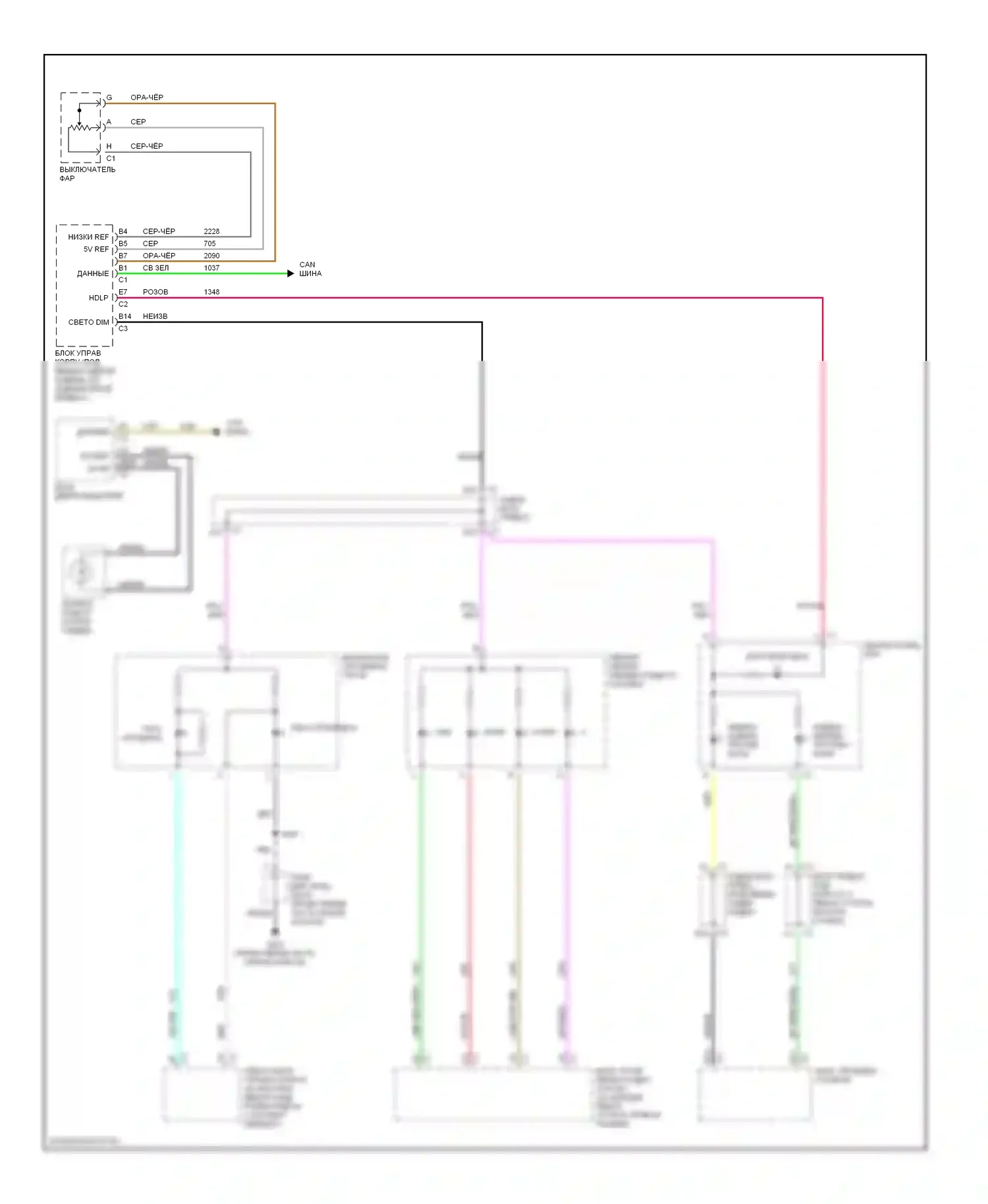 Bravada Oldsmobile III (2001-2004): Электросхема подсветки приборной панели (2 из 2) 