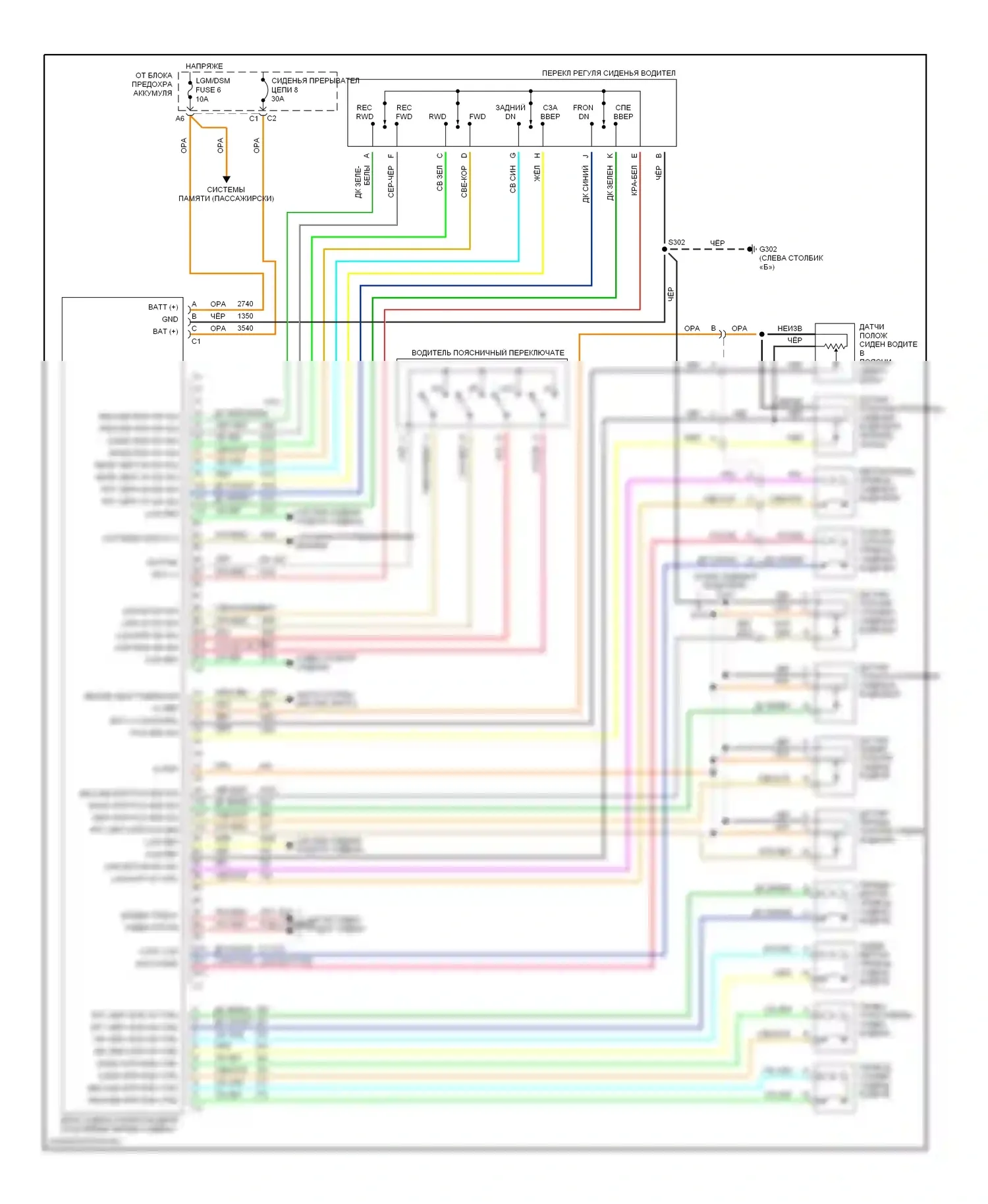 Bravada Oldsmobile III (2001-2004): Электросхема сиденья памяти водителя 