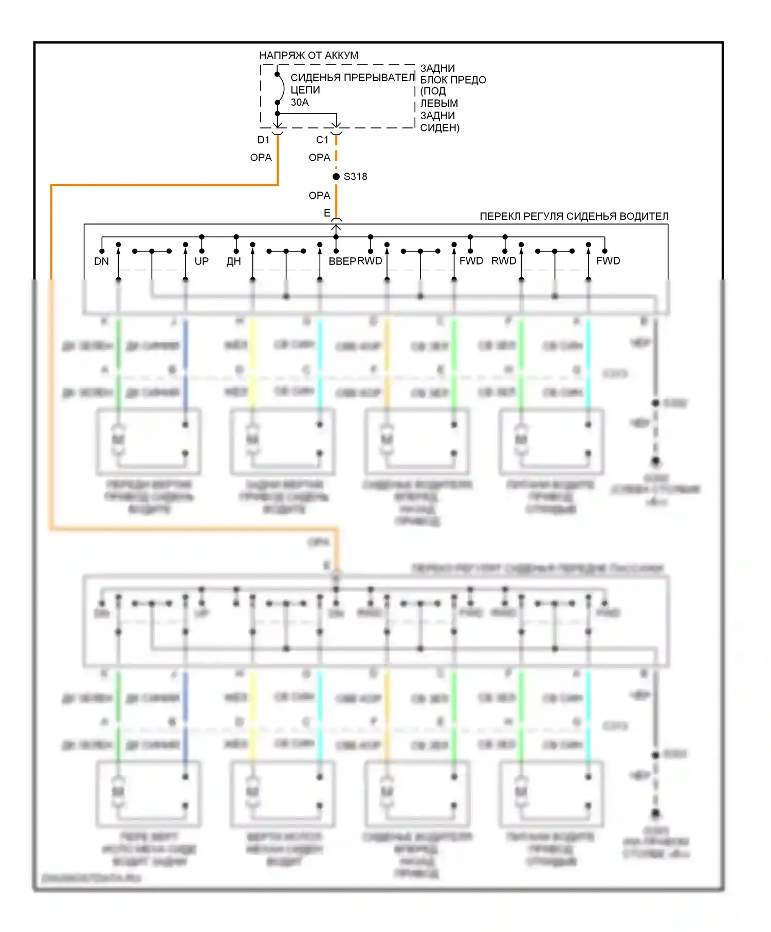 Bravada Oldsmobile III (2001-2004): 8-ходовая регулируемая электросхема сиденья с электроприводом 