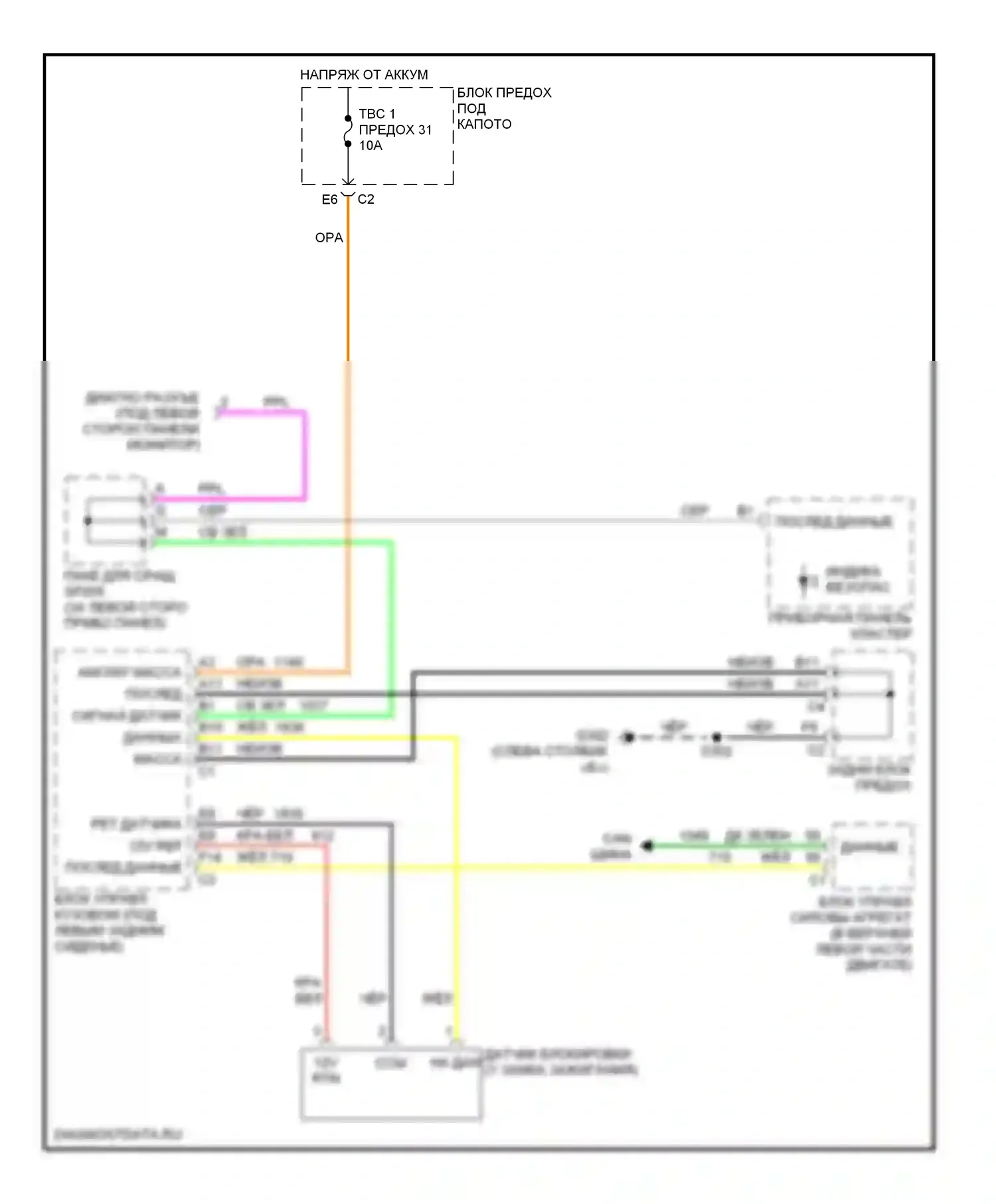 Bravada Oldsmobile III (2001-2004): Электросхема пассажирского ключа 