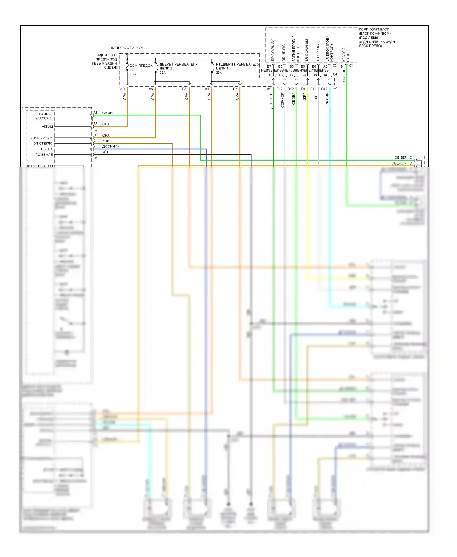 Bravada Oldsmobile III (2001-2004): Электросхема стеклоподъемника 
