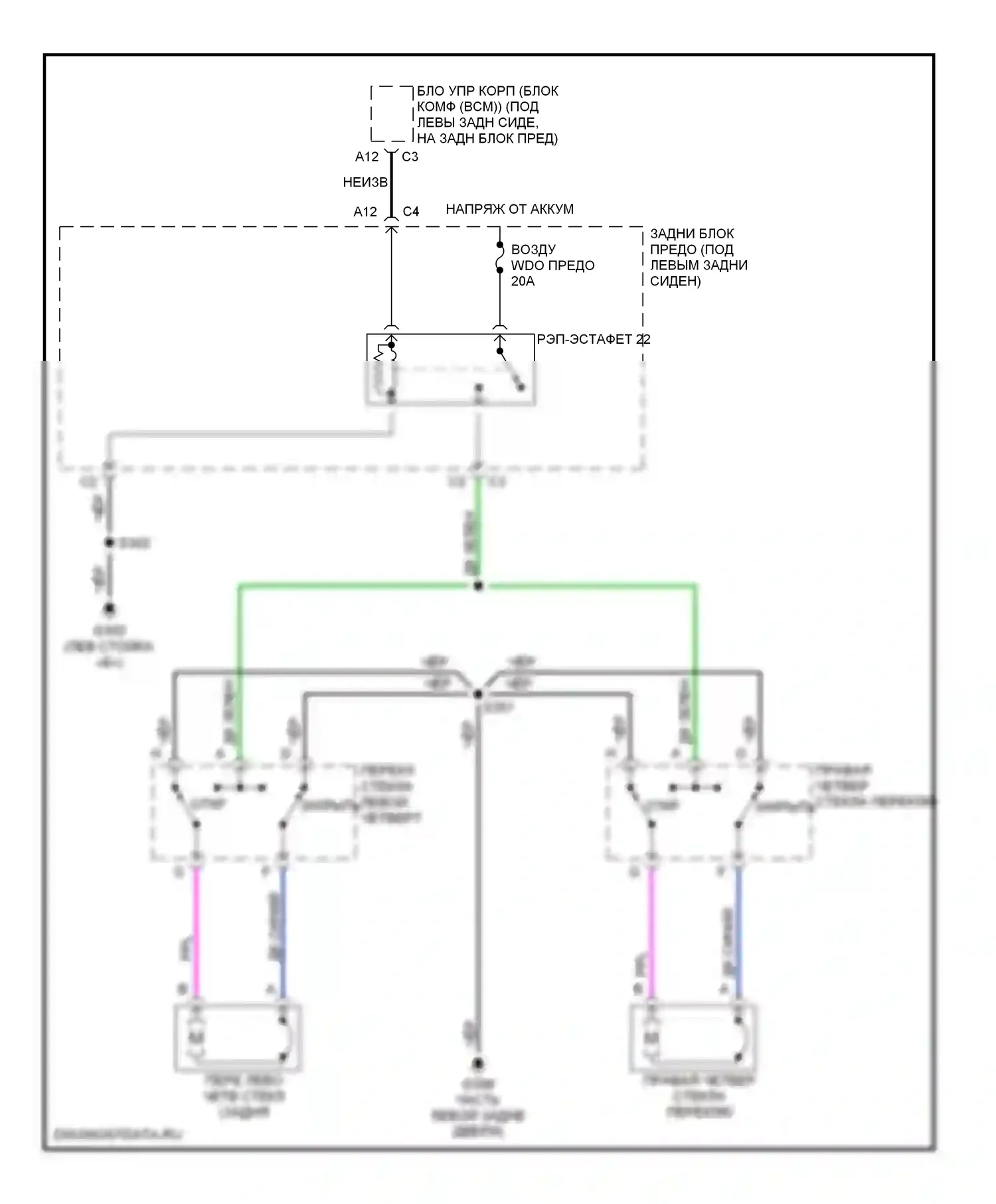 Bravada Oldsmobile III (2001-2004): Электросхема стёкол задней четверти 
