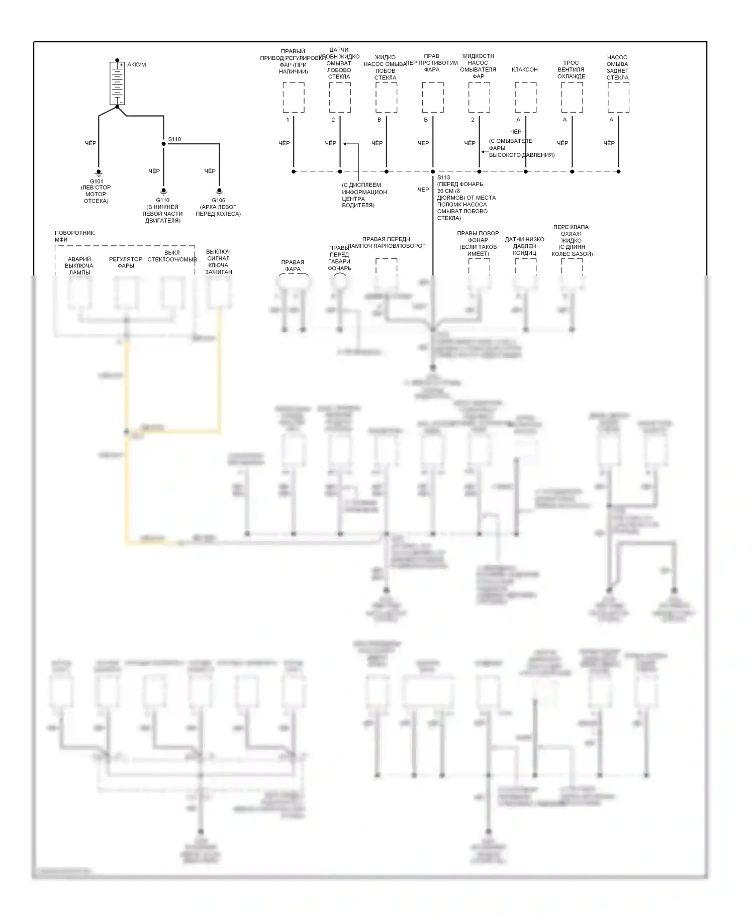 Bravada Oldsmobile III (2001-2004): Электросхема точек подключения масс (1 из 4) 