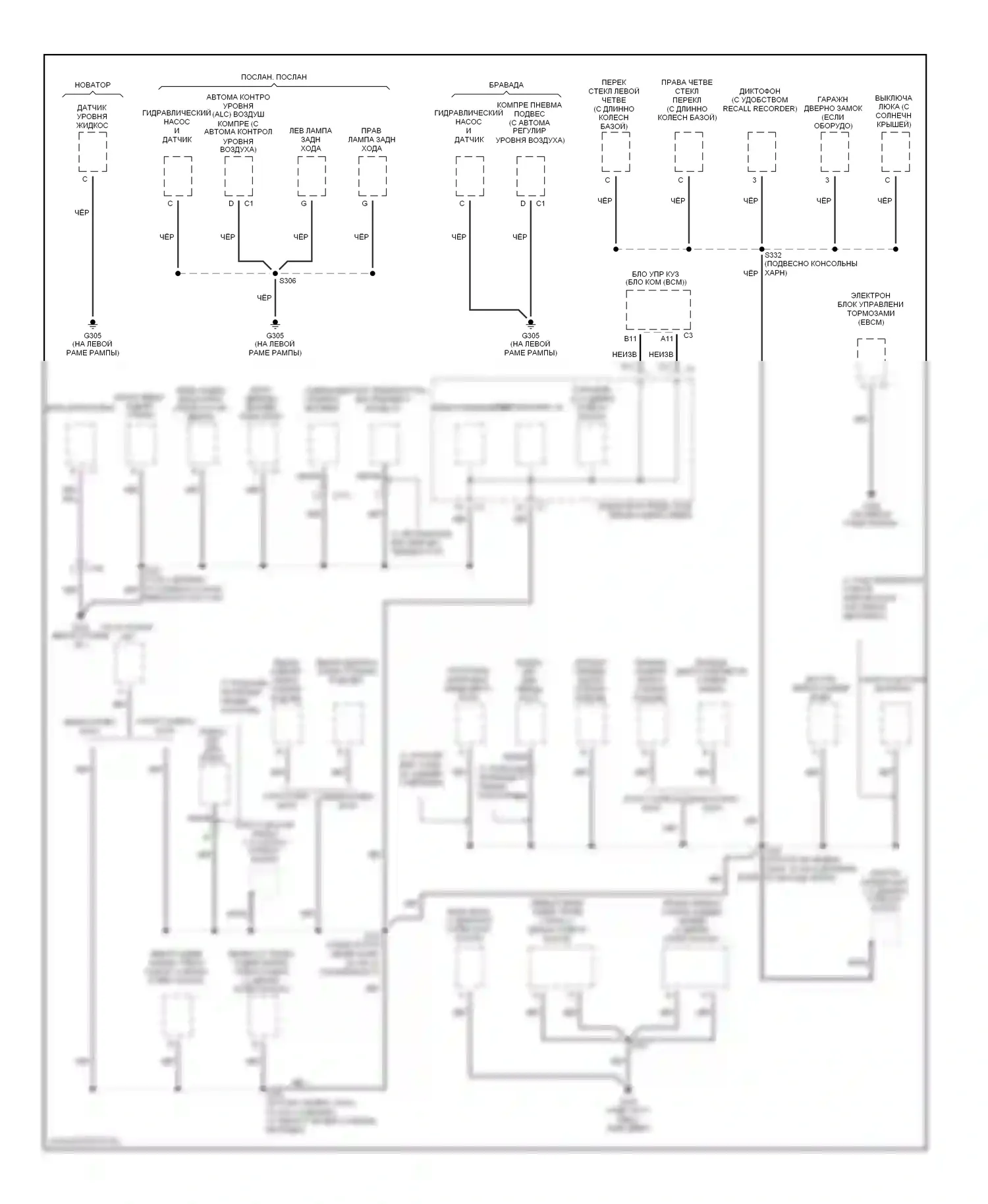 Bravada Oldsmobile III (2001-2004): Электросхема точек подключения масс (2 из 4) 