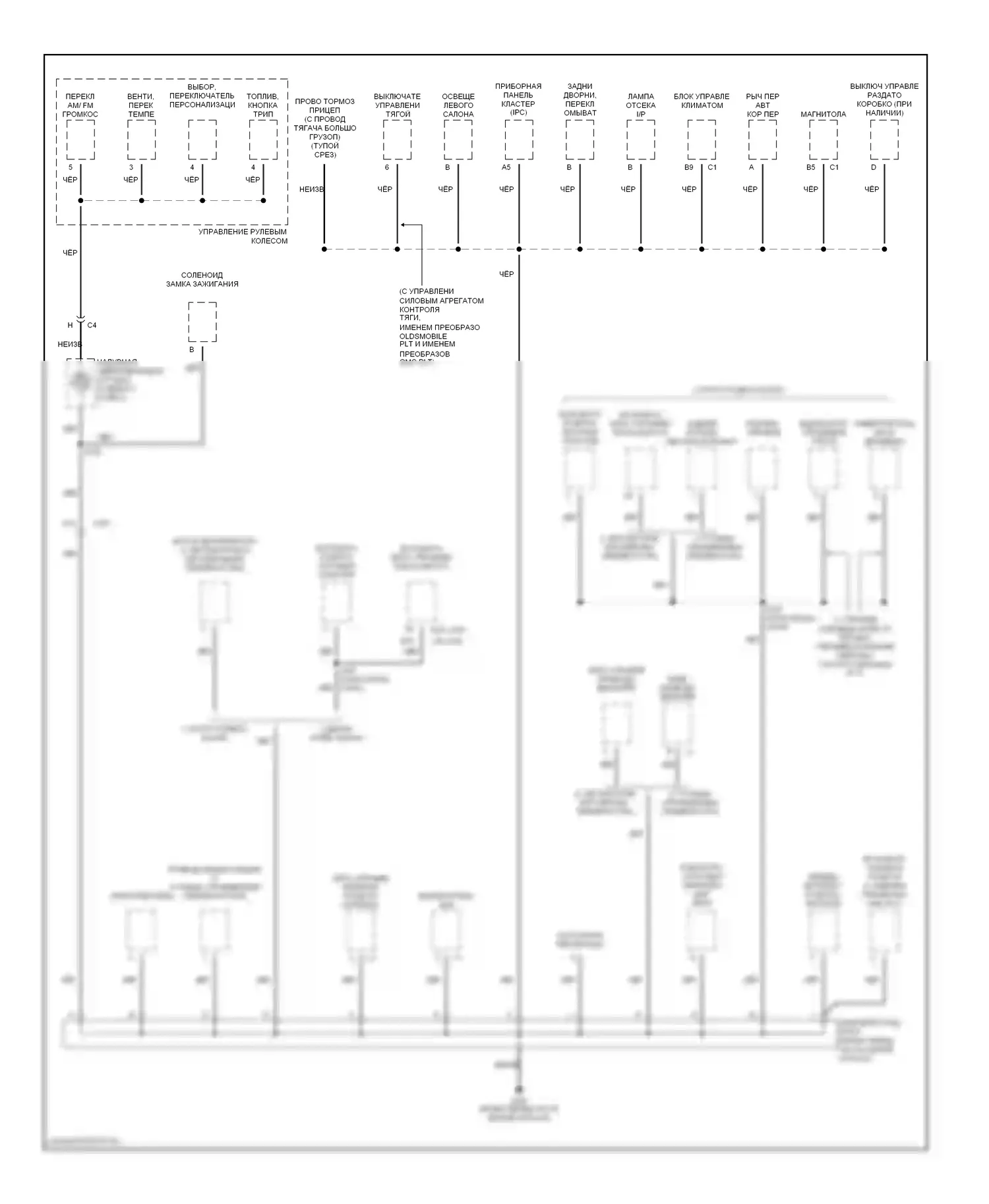 Bravada Oldsmobile III (2001-2004): Электросхема точек подключения масс (3 из 4) 