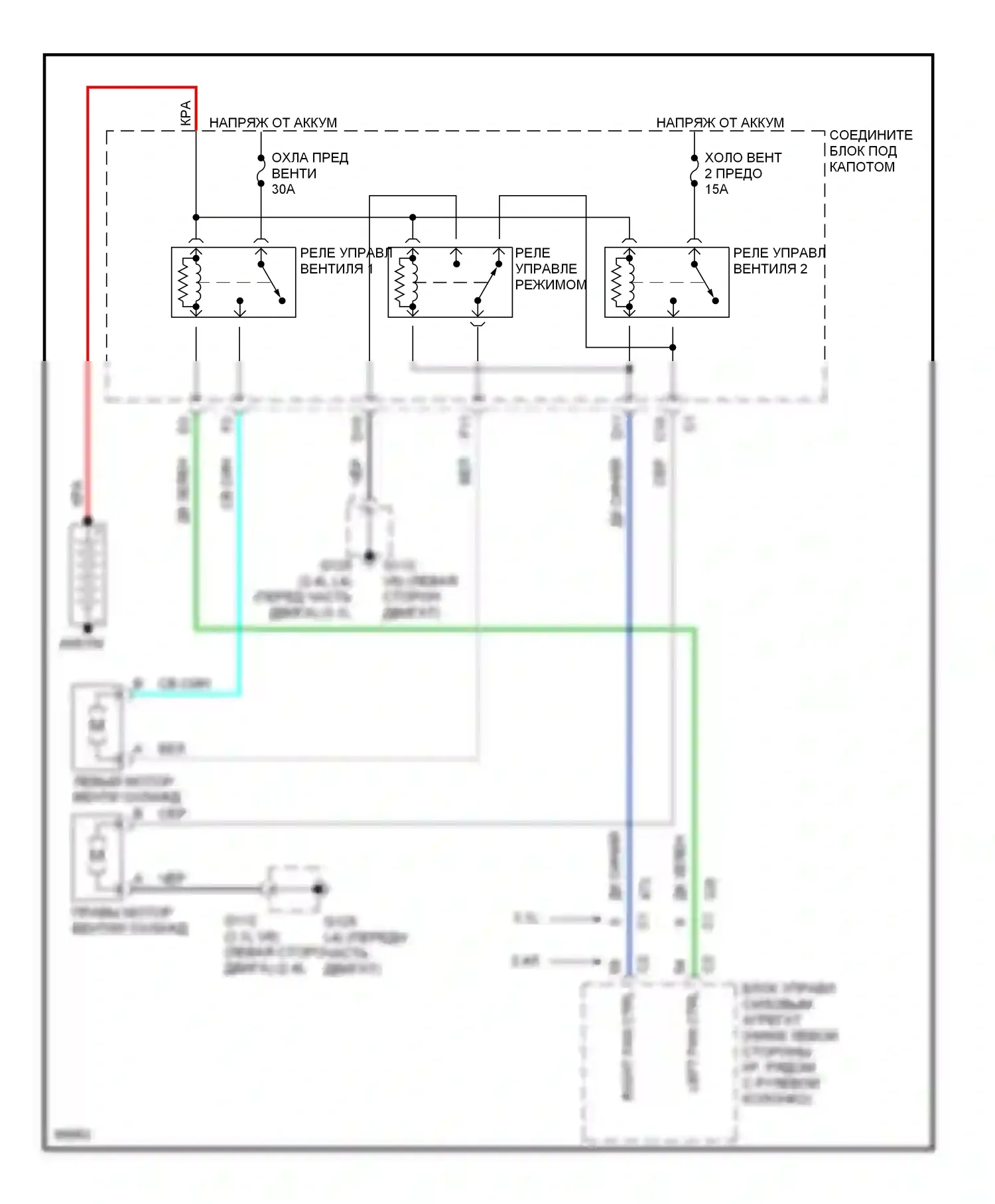 Cutlass Oldsmobile VI (1997-1999): Электросхема вентилятора охлаждения 