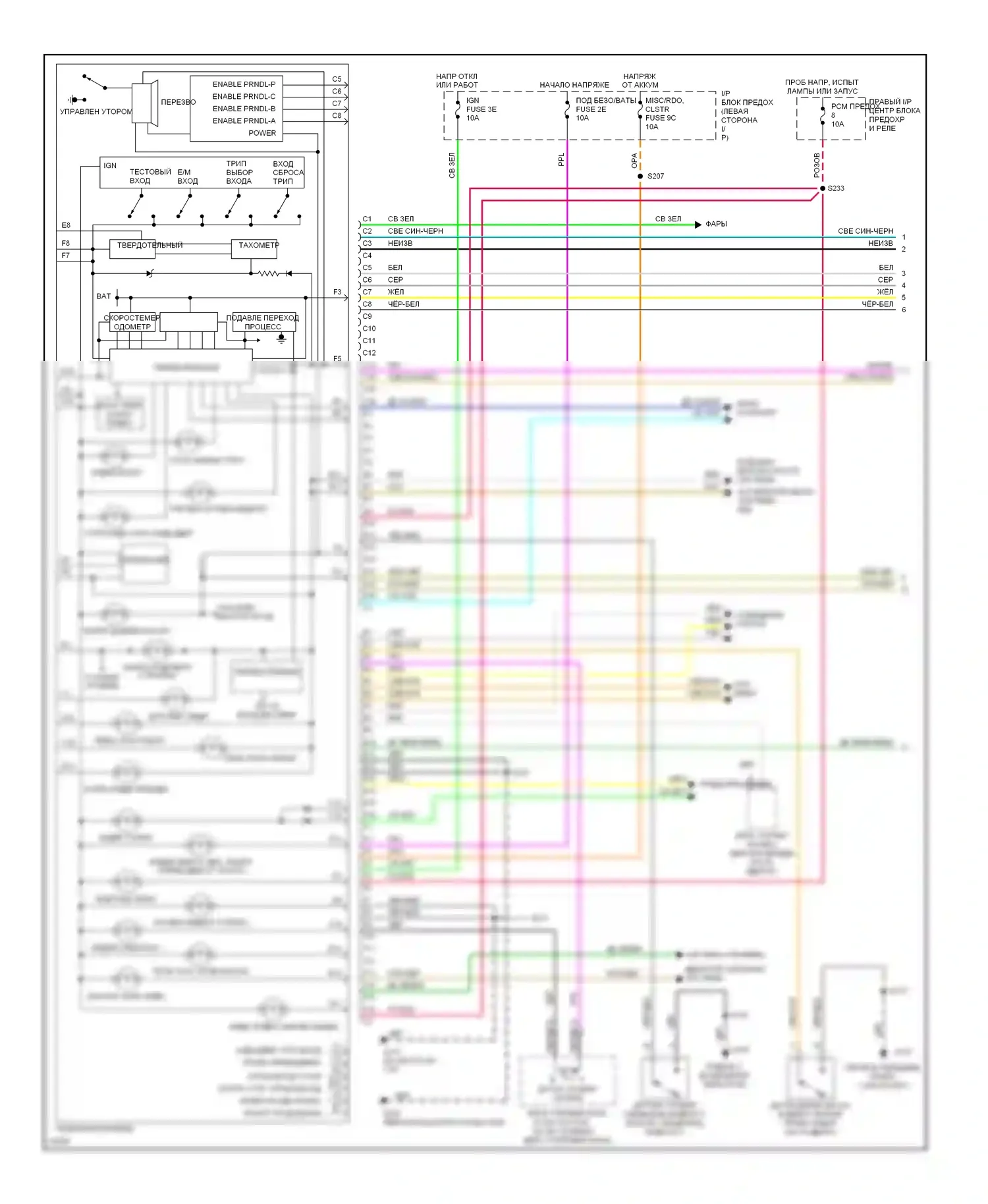 Eighty-Eight Oldsmobile X (1992-1999): Электросхема приборной панели (1 из 2) 