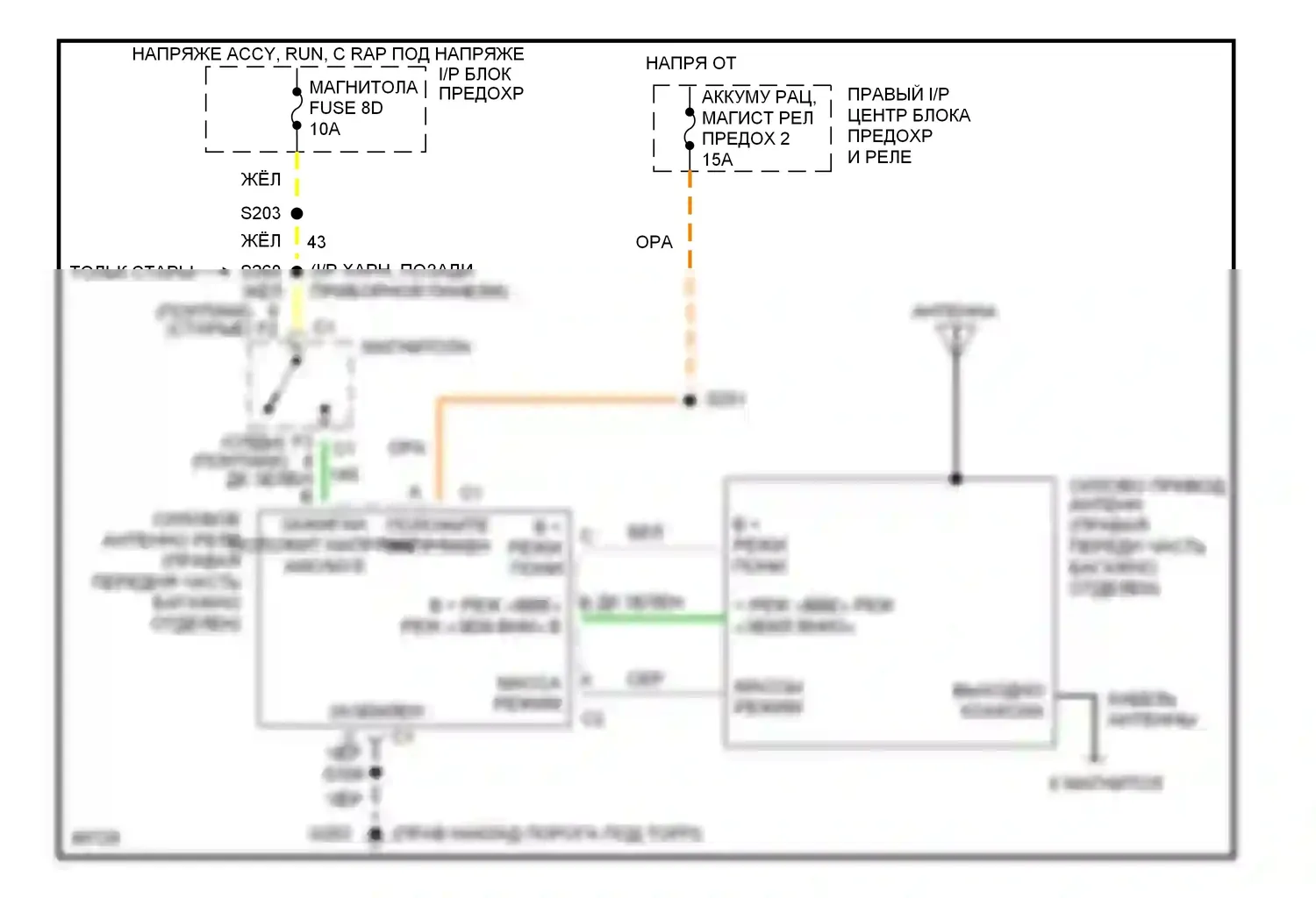 Eighty-Eight Oldsmobile X (1992-1999): Электросхема силовой антенны 