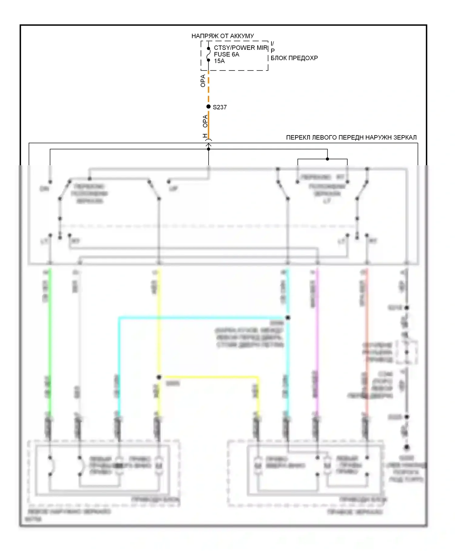 Eighty-Eight Oldsmobile X (1992-1999): Электросхема управления зеркалами заднего вида 