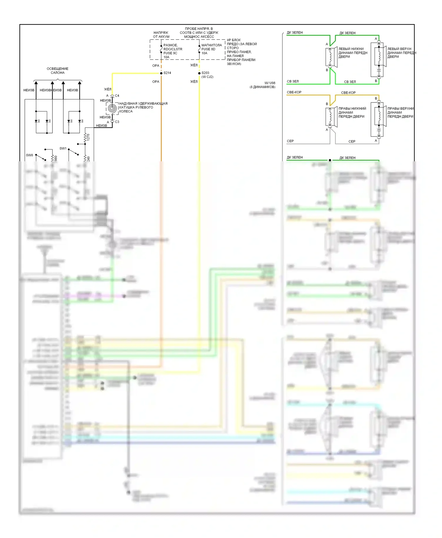 Ninety-Eight Oldsmobile XI (1991-1996): Магнитола электросхем 