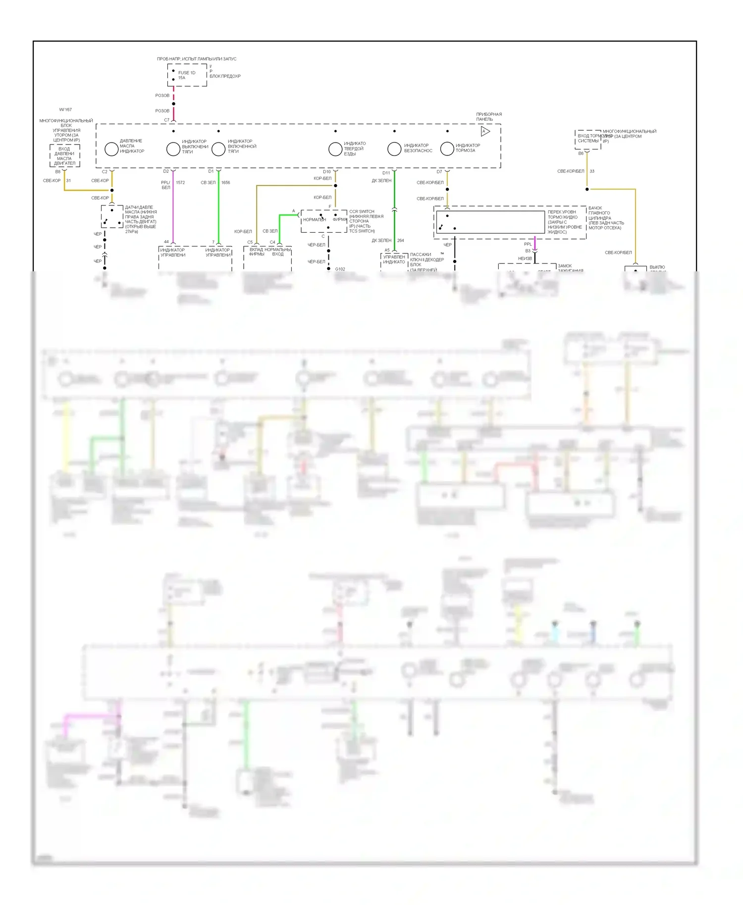Ninety-Eight Oldsmobile XI (1991-1996): Электросхема приборной панели, базовая 