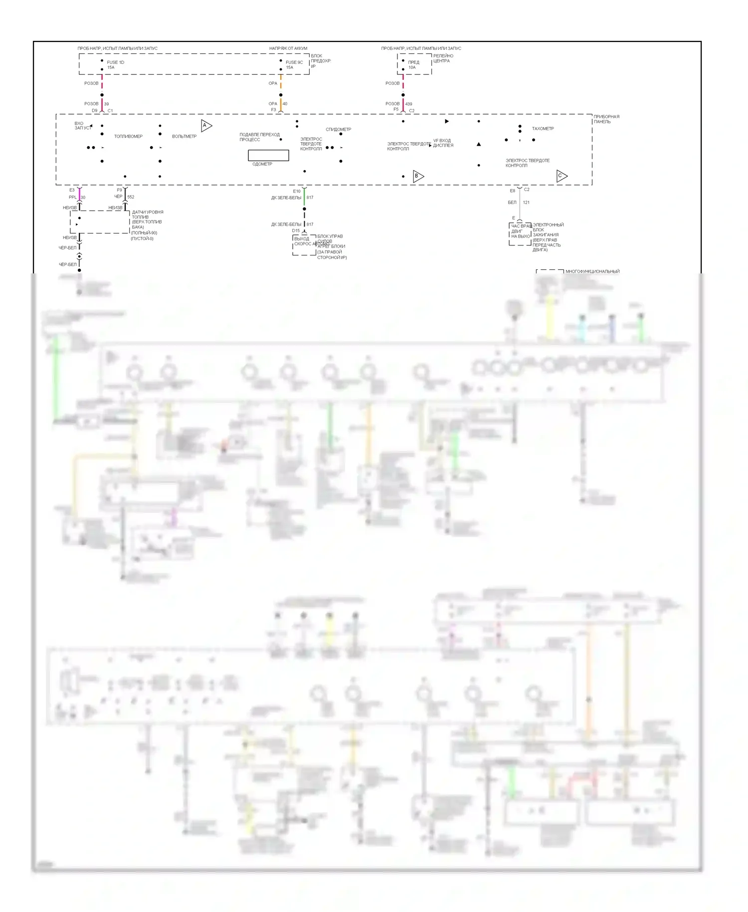 Ninety-Eight Oldsmobile XI (1991-1996): Электросхема приборной панели, измерительные приборы 