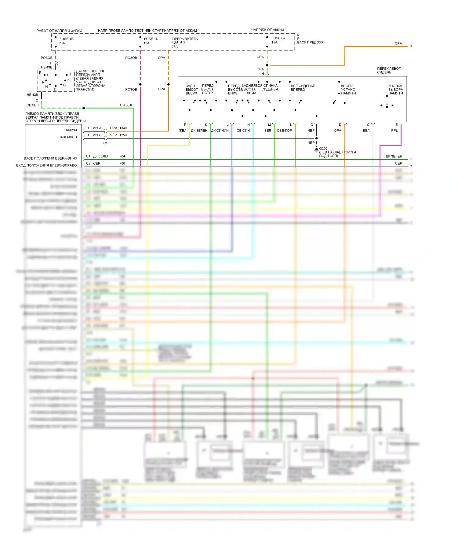 Ninety-Eight Oldsmobile XI (1991-1996): Электросхема сидений и зеркал памяти (1 из 2) 
