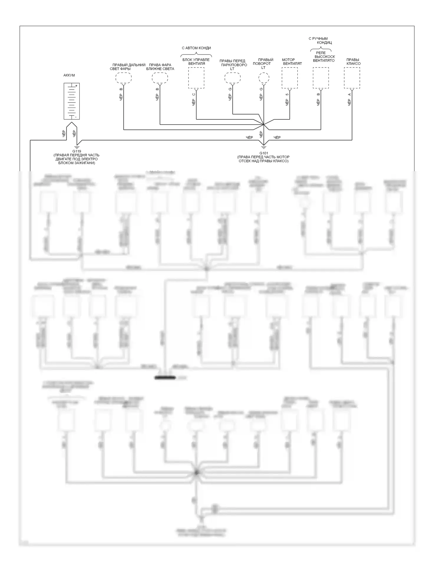 Ninety-Eight Oldsmobile XI (1991-1996): Электросхема точек подключения масс (1 из 3) 
