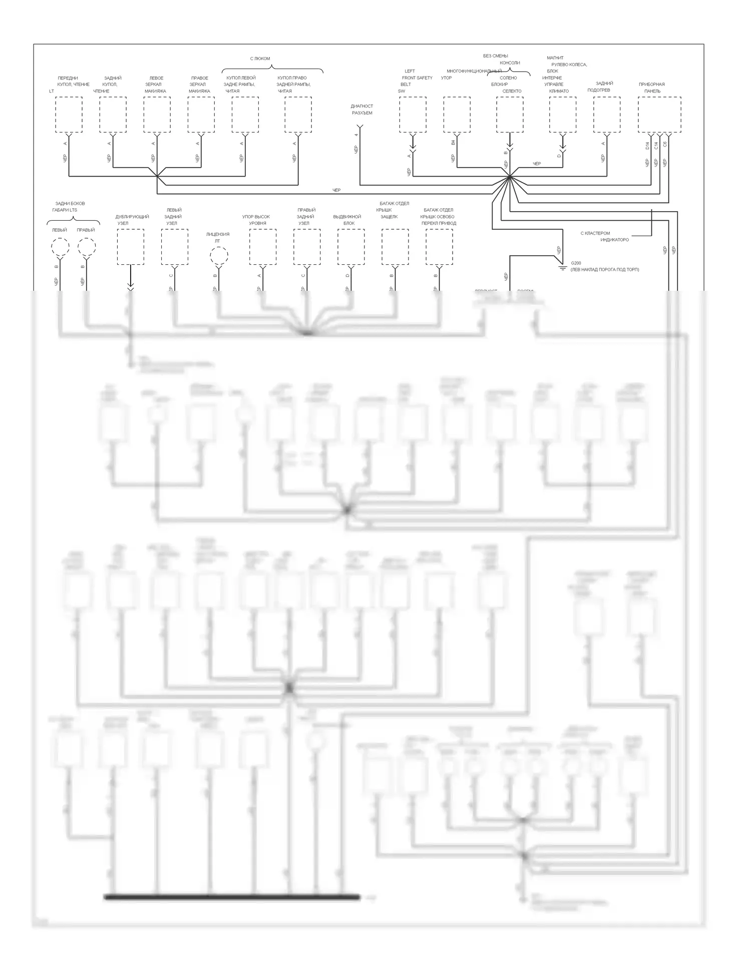 Ninety-Eight Oldsmobile XI (1991-1996): Электросхема точек подключения масс (2 из 3) 