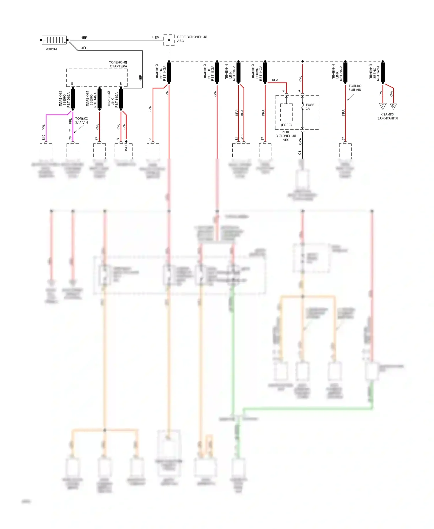 Silhouette Oldsmobile I (1989-1996): Электросхема блока предохранителей реле (1 из 5) 