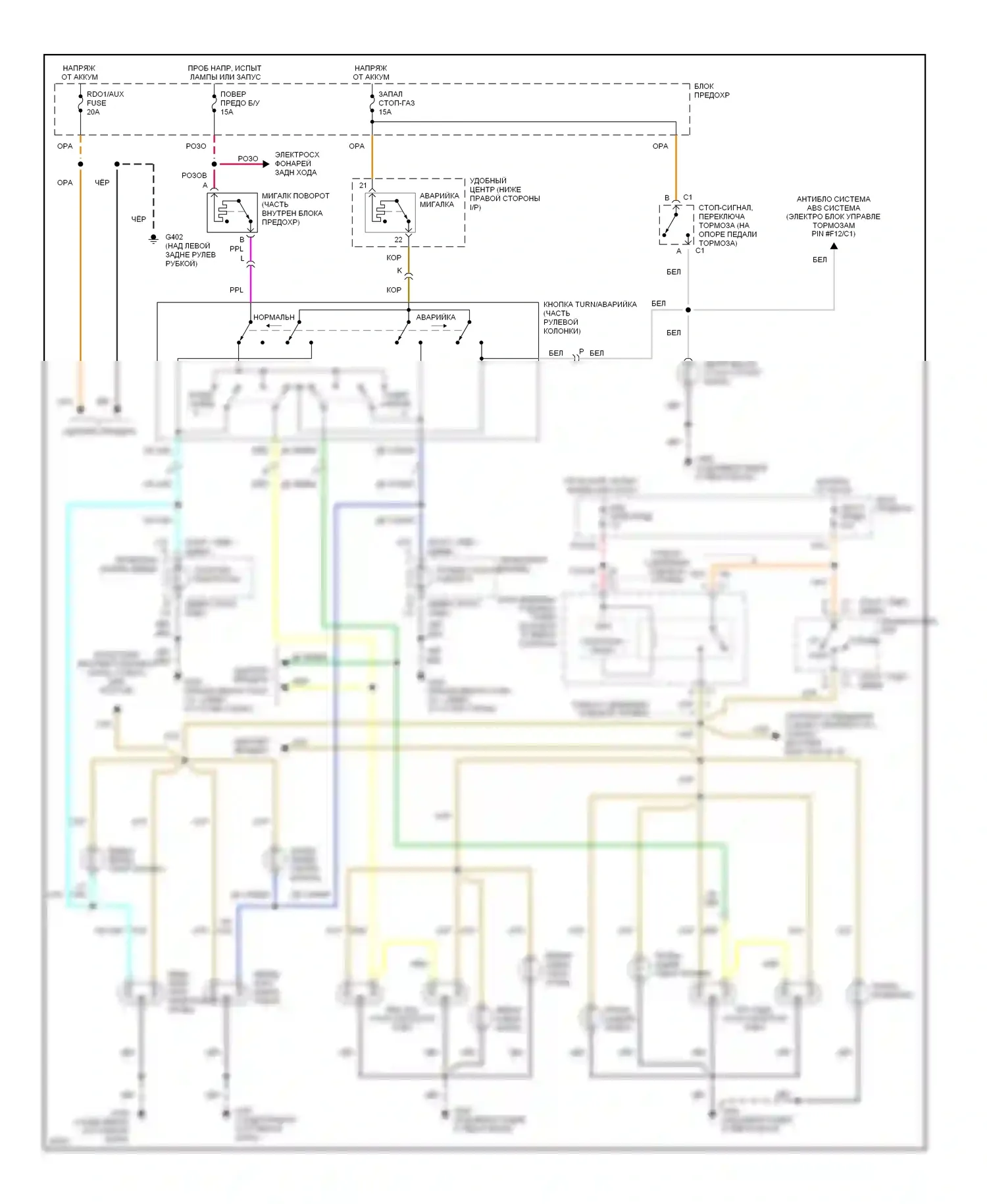 Silhouette Oldsmobile I (1989-1996): Электросхема фар и фонарей 