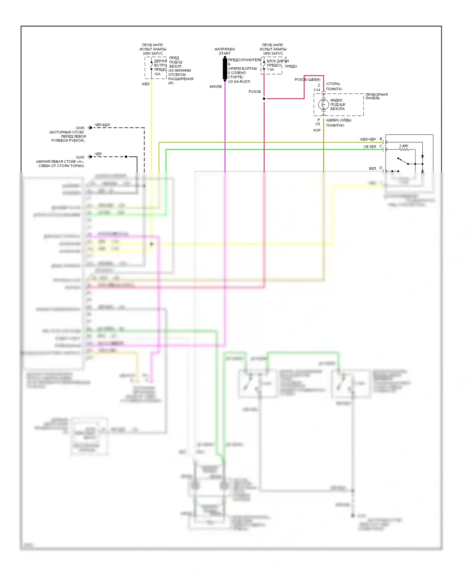 Silhouette Oldsmobile I (1989-1996): Электросхема подушек безопасности 