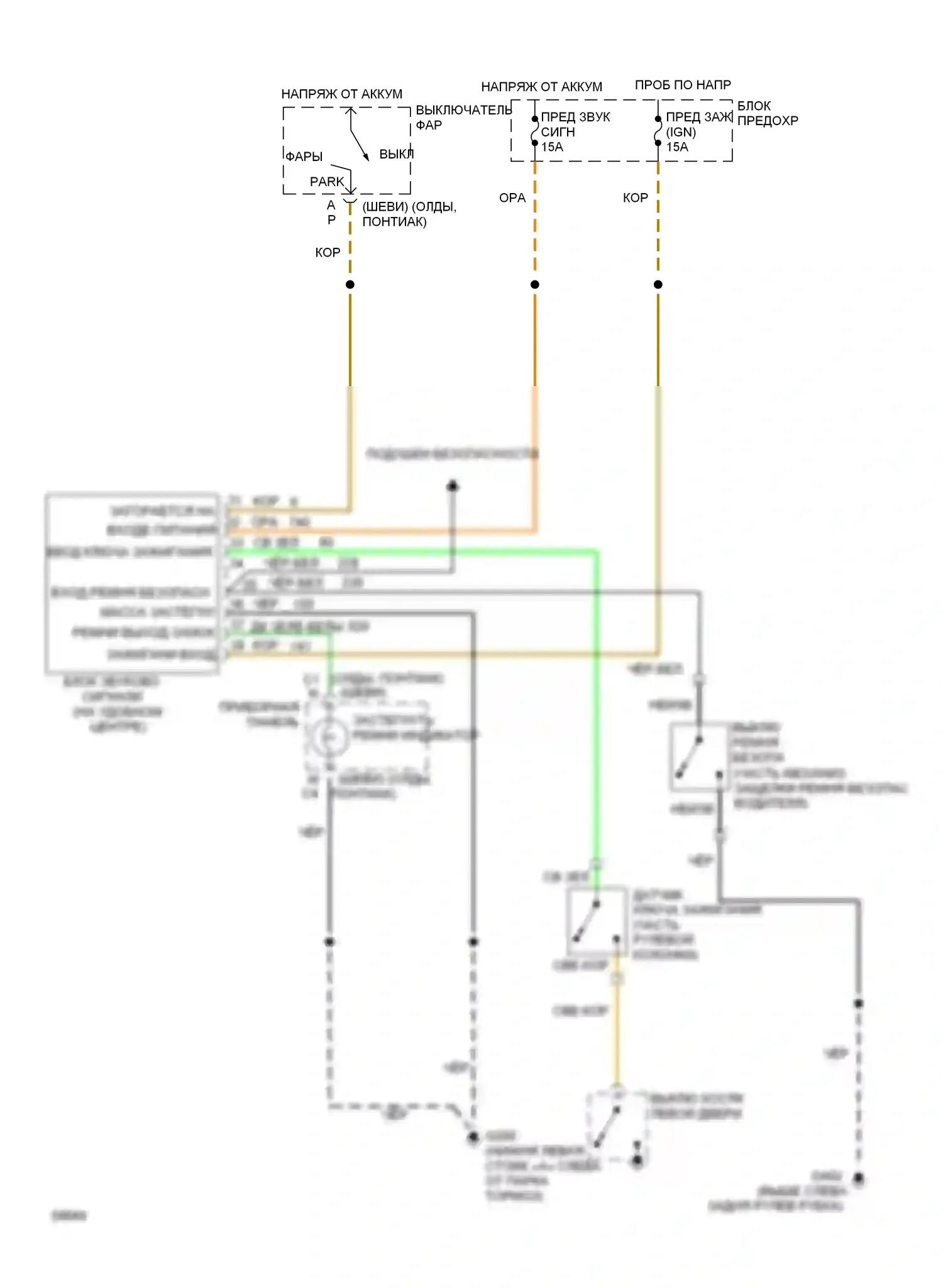 Silhouette Oldsmobile I (1989-1996): Электросхемы системы оповещения 