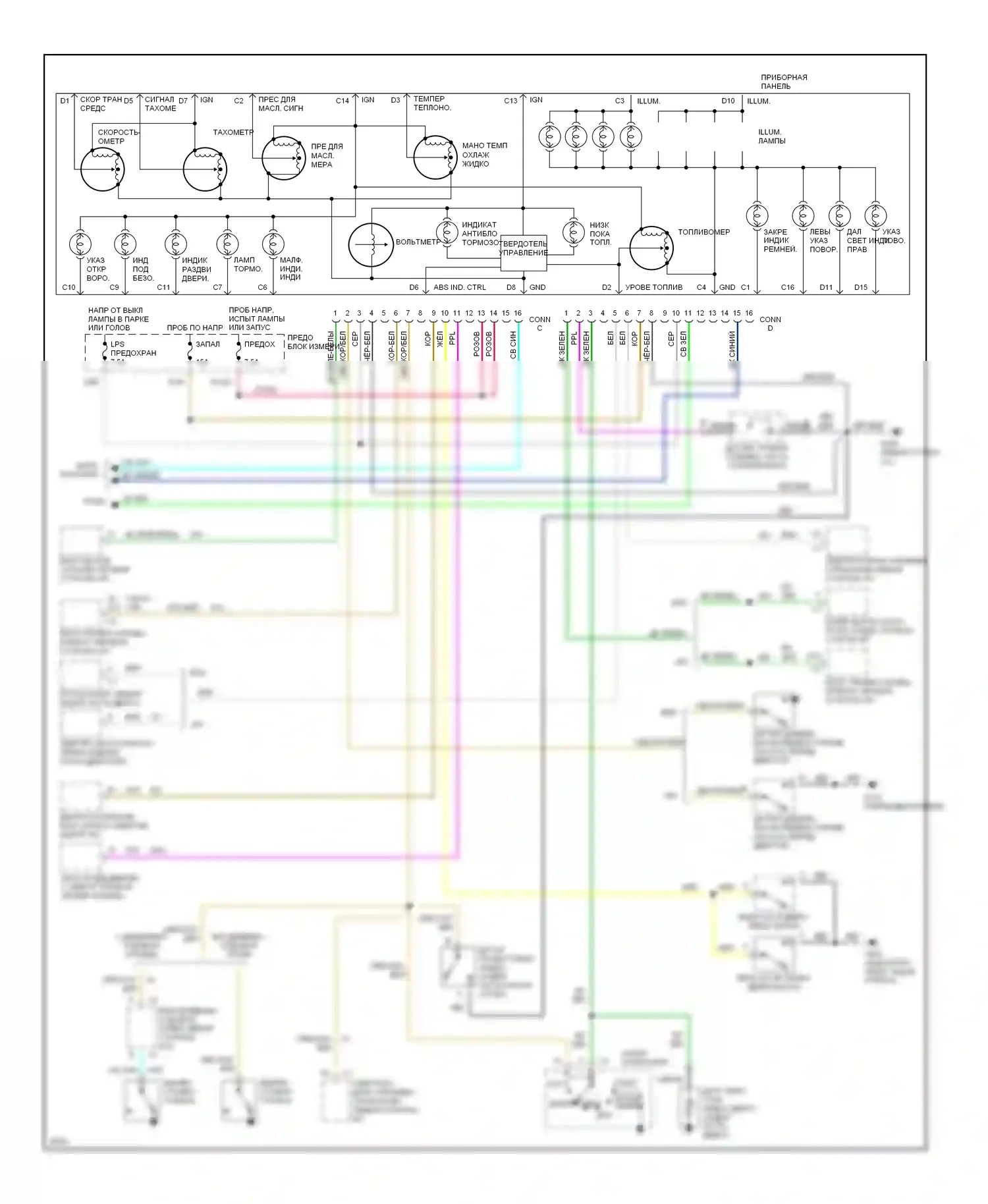 Silhouette Oldsmobile I (1989-1996): Электросхема приборной панели 