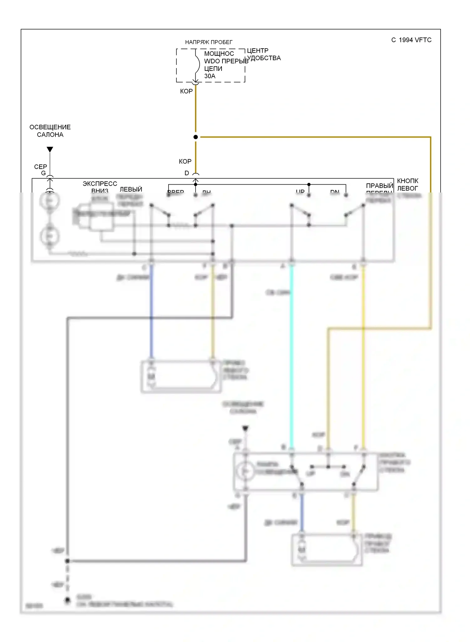 Silhouette Oldsmobile I (1989-1996): Электросхема стеклоподъемника 