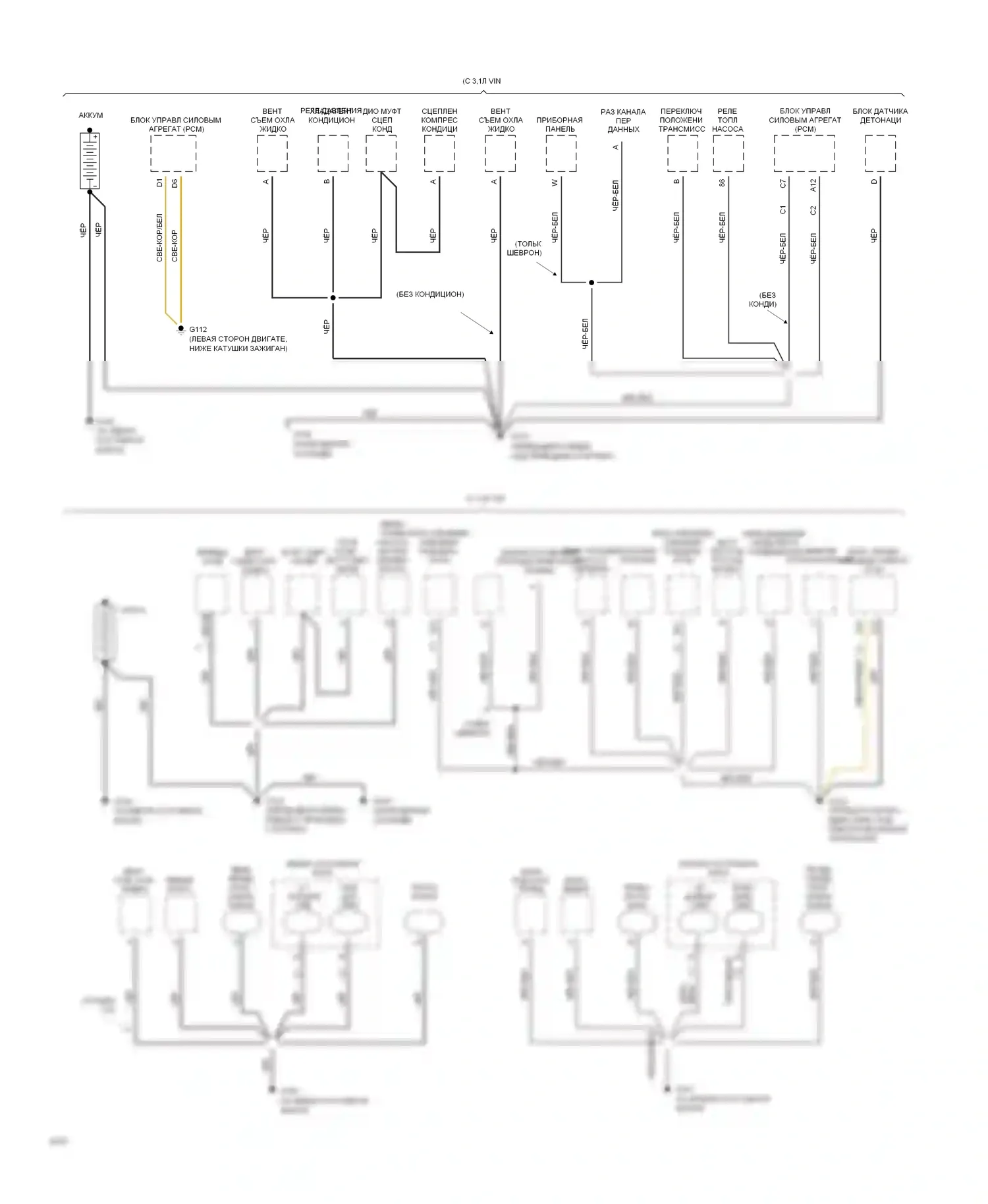 Silhouette Oldsmobile I (1989-1996): Электросхема точек подключения масс (1 из 3) 