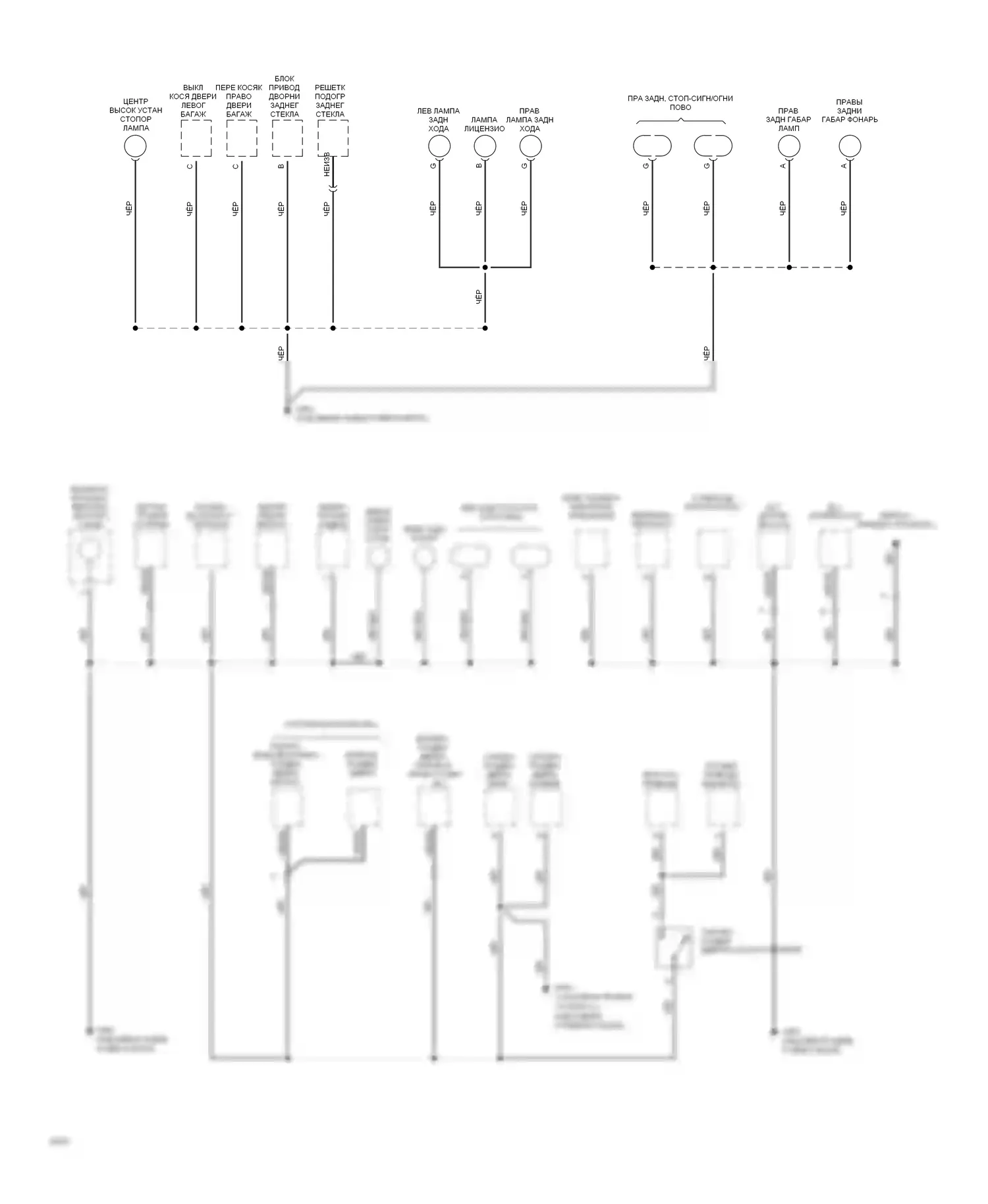 Silhouette Oldsmobile I (1989-1996): Электросхема точек подключения масс (3 из 3) 