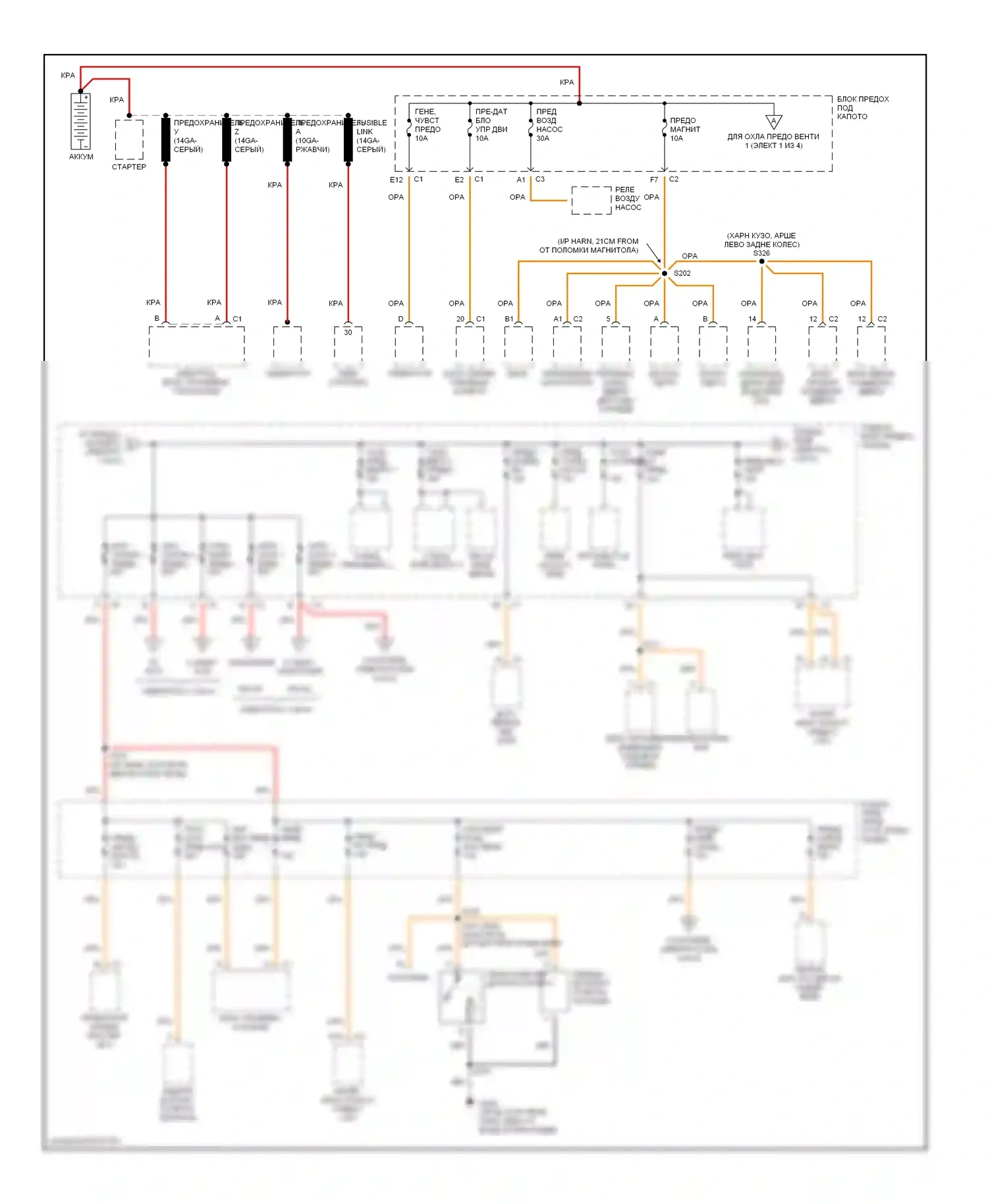 Silhouette Oldsmobile II (1996-2004): Электросхема блока предохранителей реле (1 из 4) 